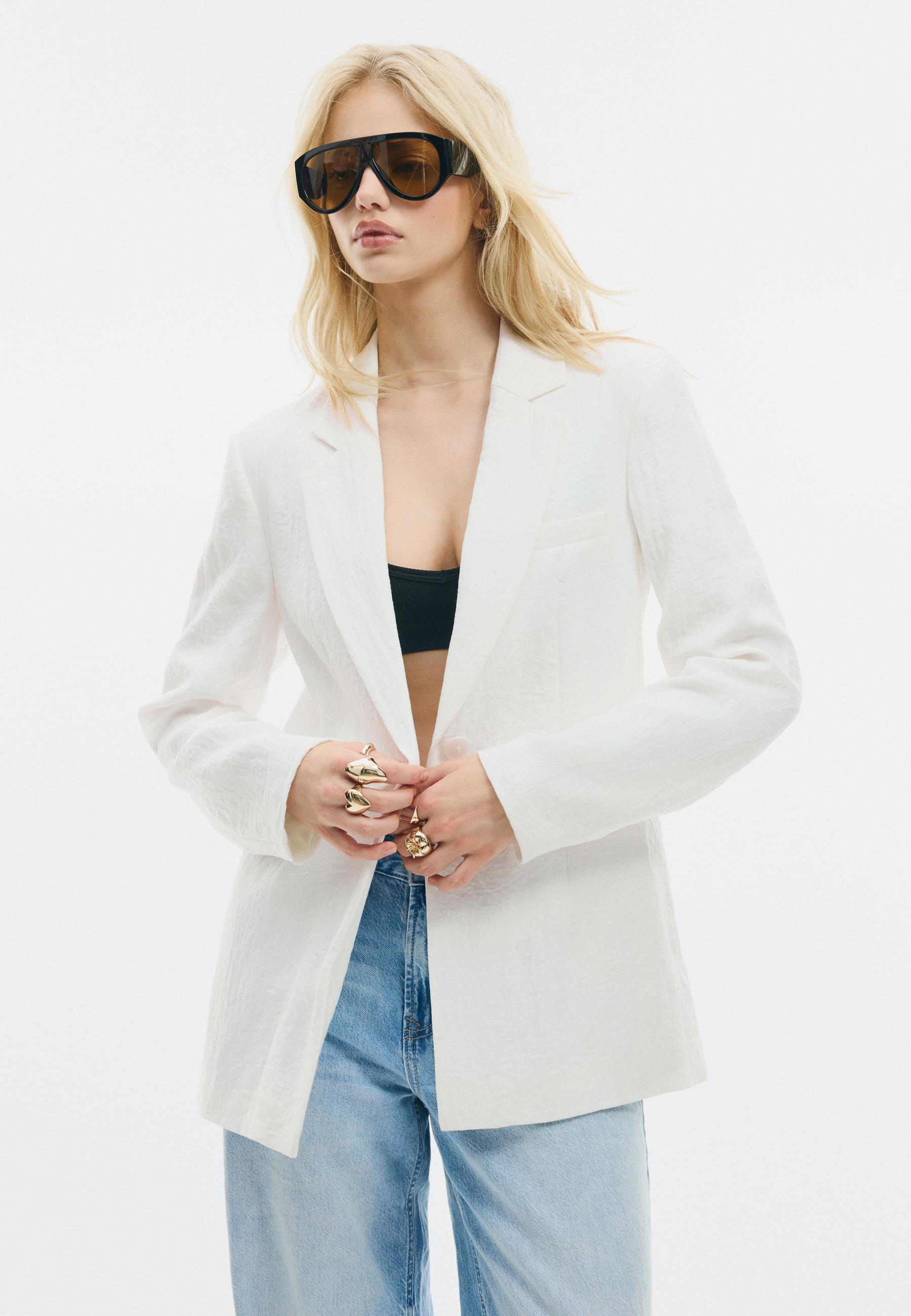 Vücuda oturan rustik blazer - Görsel 5
