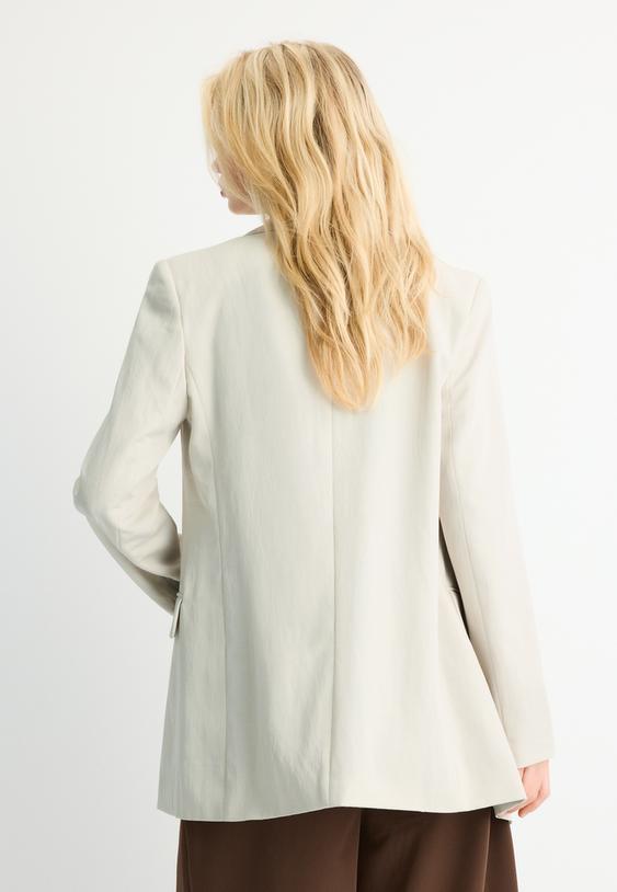 basic keten karısımlı blazer