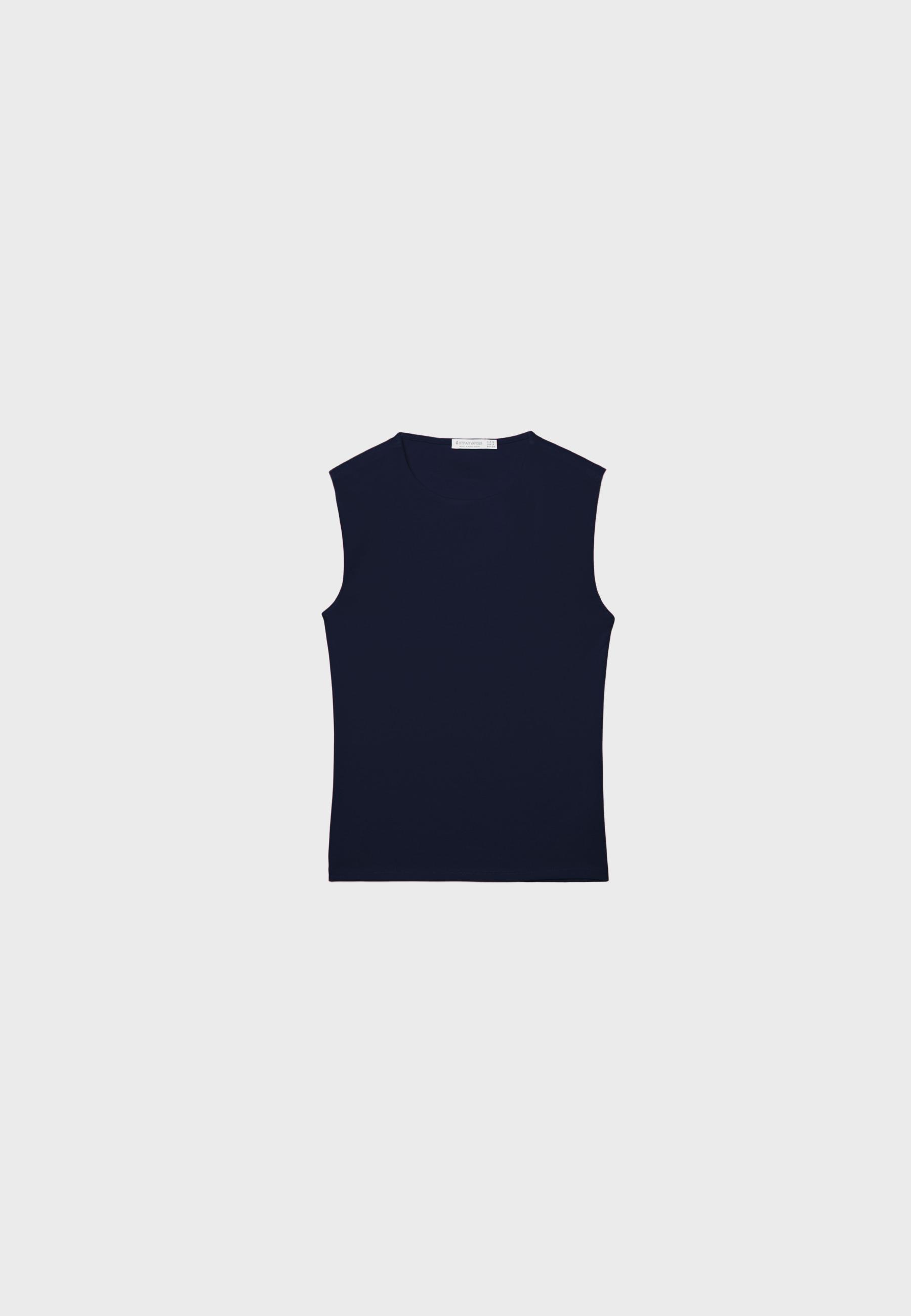 Basic Sleeveless T-Shirt — Navy blue
