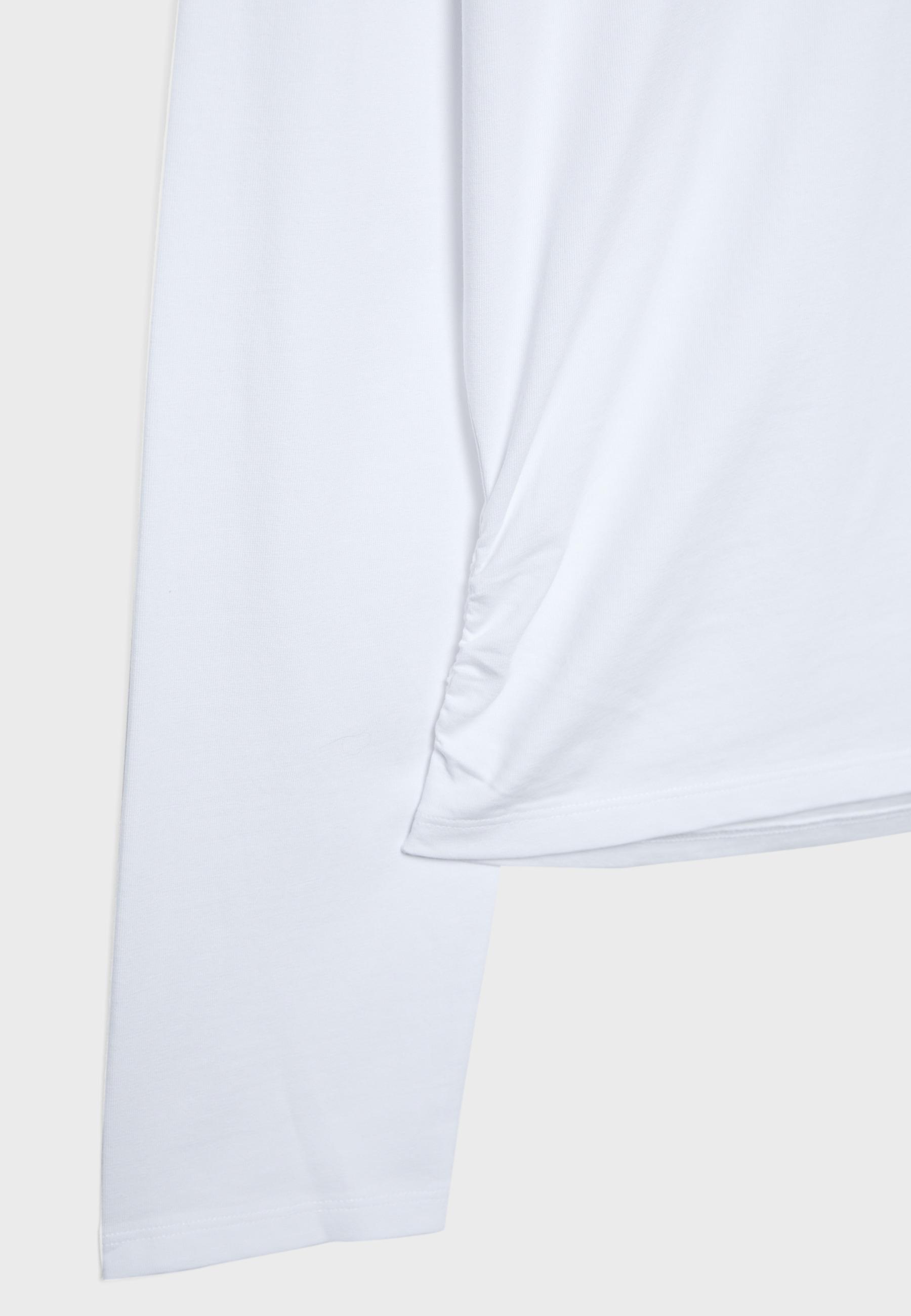 Long sleeve gathered T-shirt — White