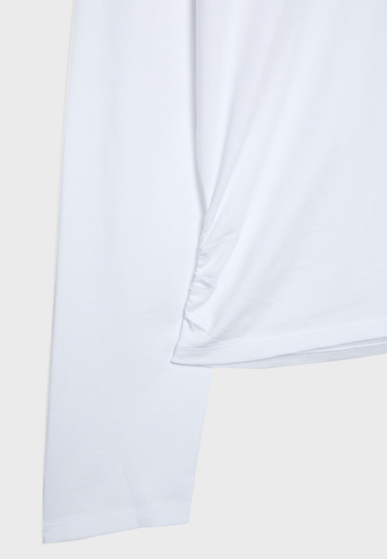 Long sleeve gathered top — White