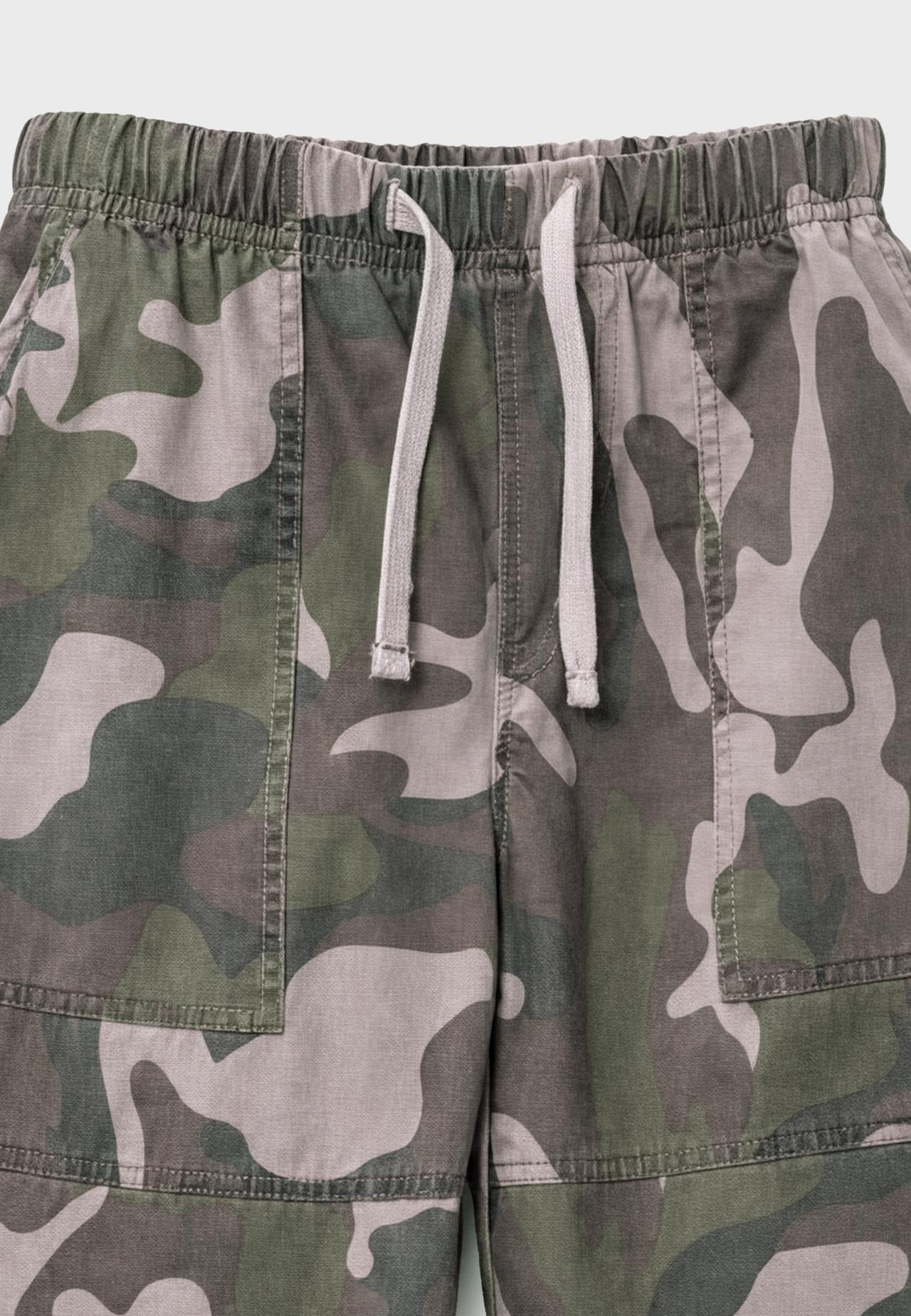 Printed relaxed fit Bermuda shorts — Khaki
