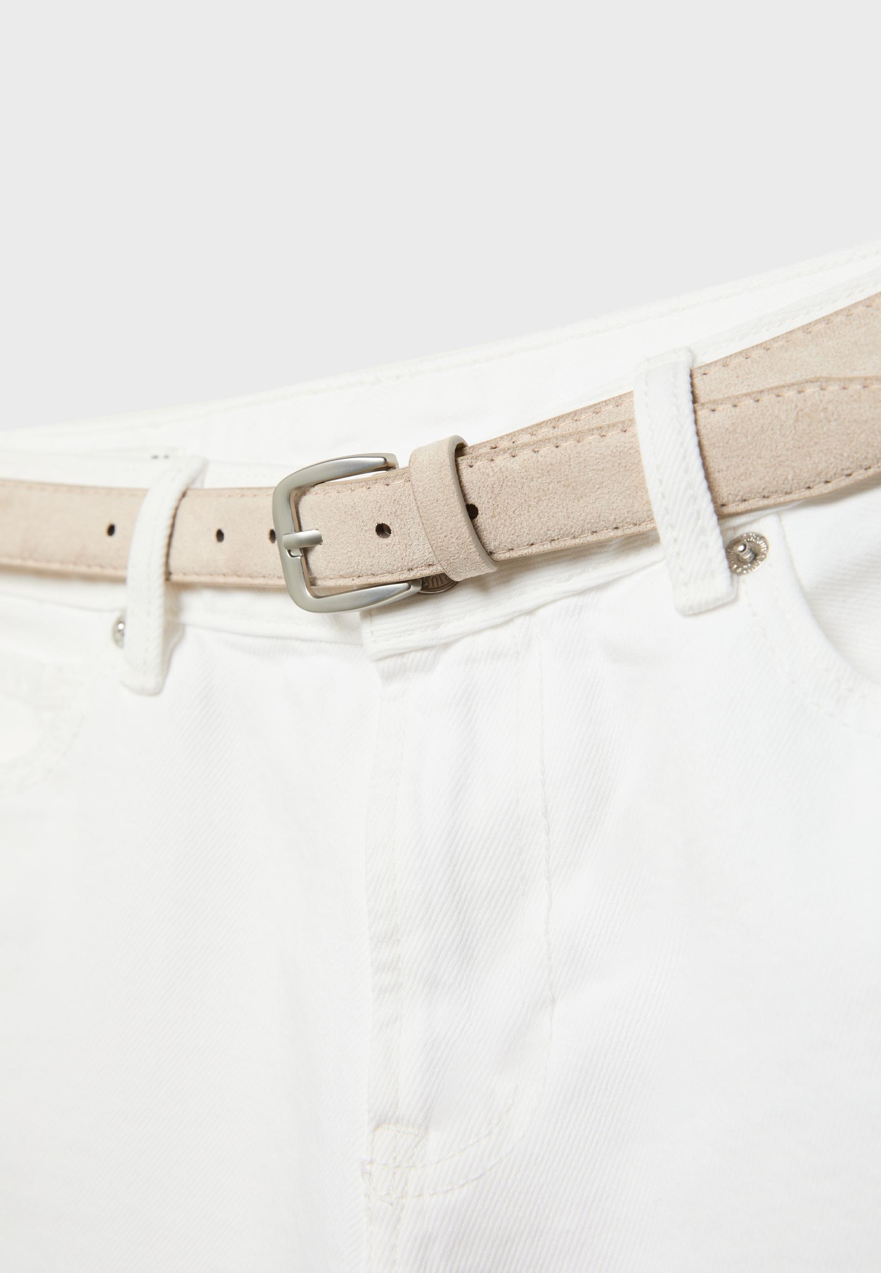 Denim Bermuda shorts with belt — White