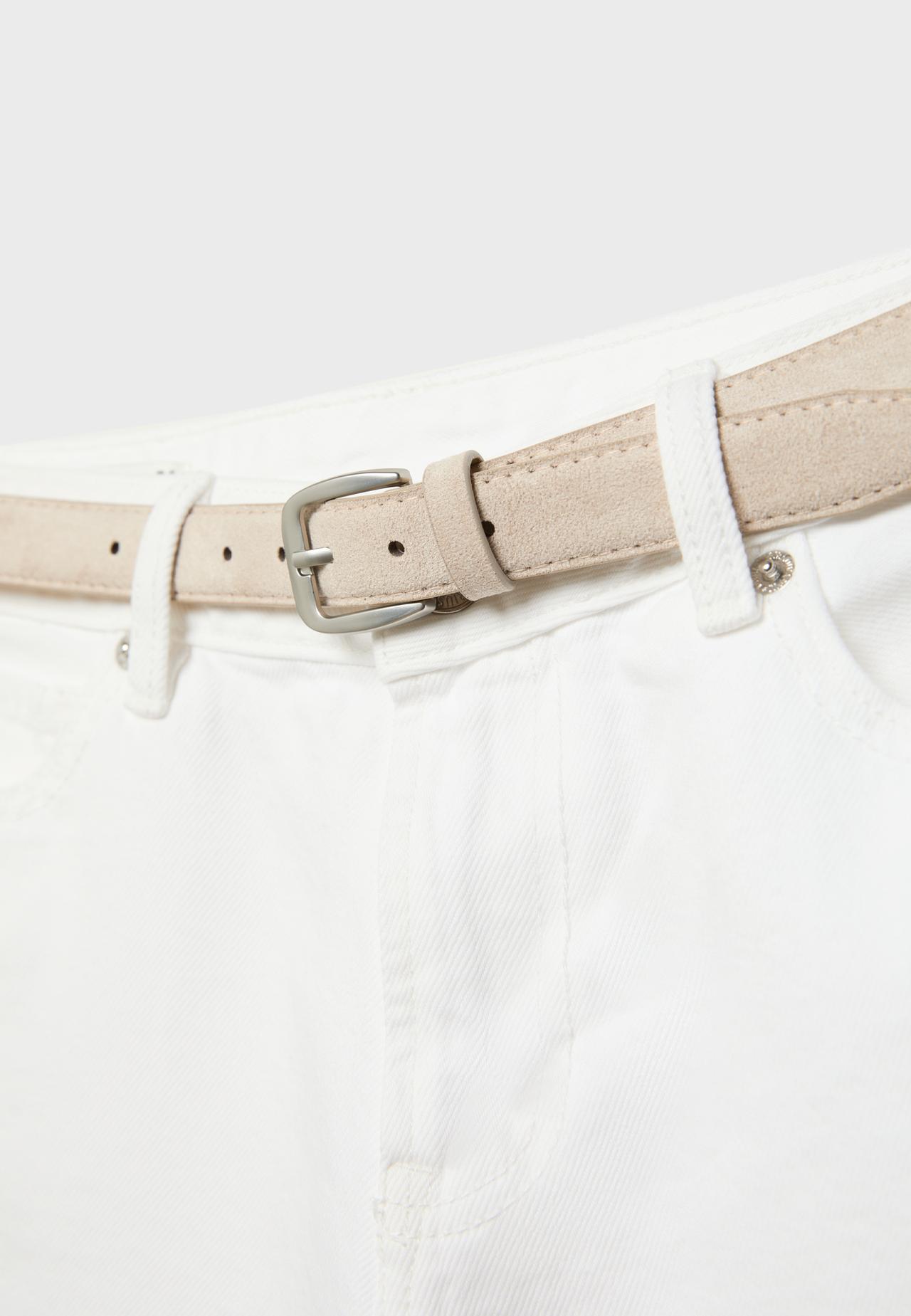 Belted denim Bermuda shorts — White