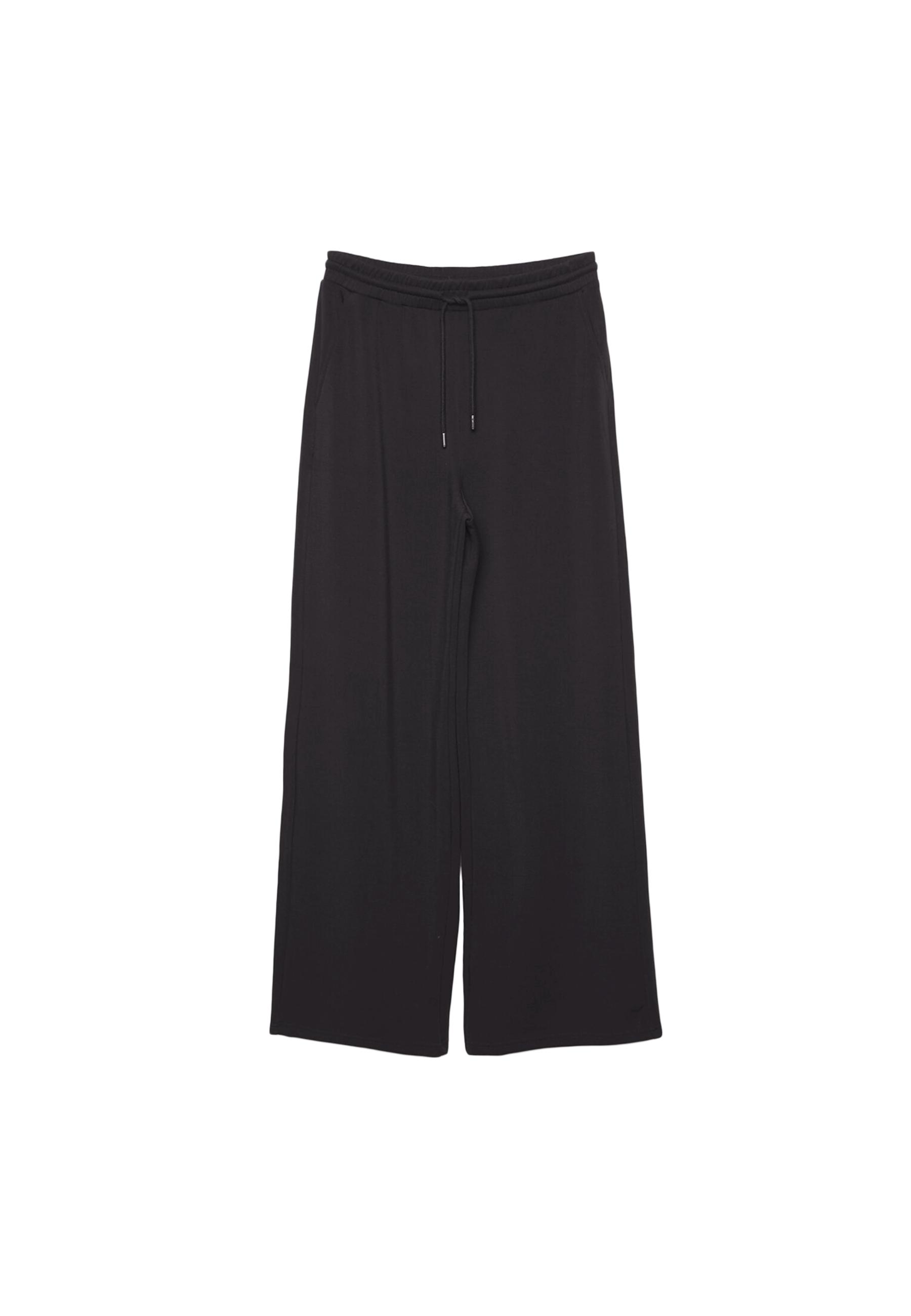 Soft-touch palazzo joggers — Black