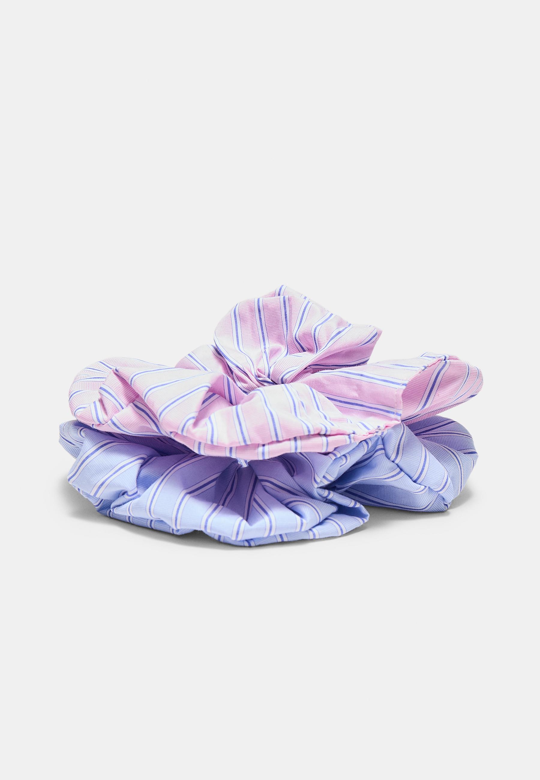 Set of 2 striped scrunchies — Pastel pink