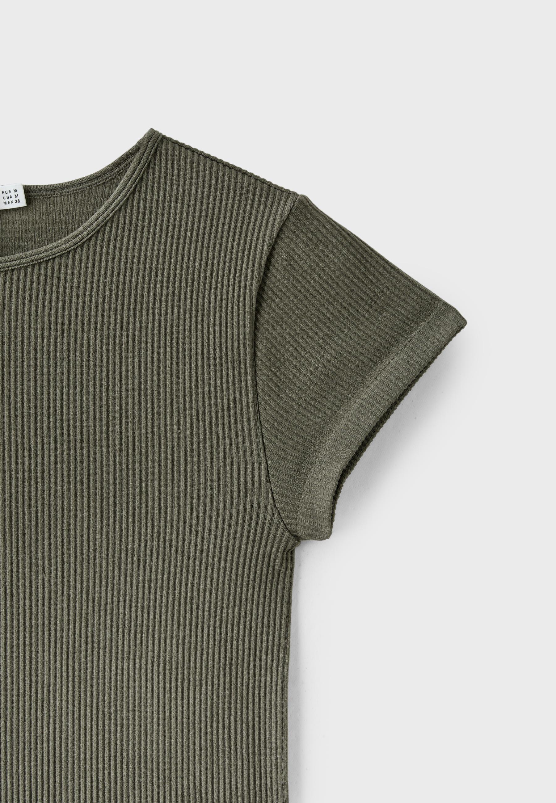 Seamless cropped T-shirt — Khaki