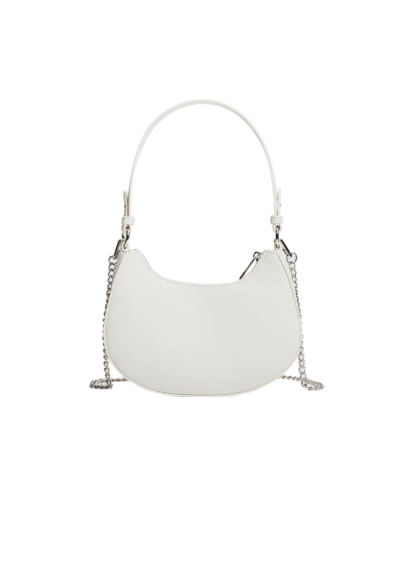 Moon shoulder bag with chain — White