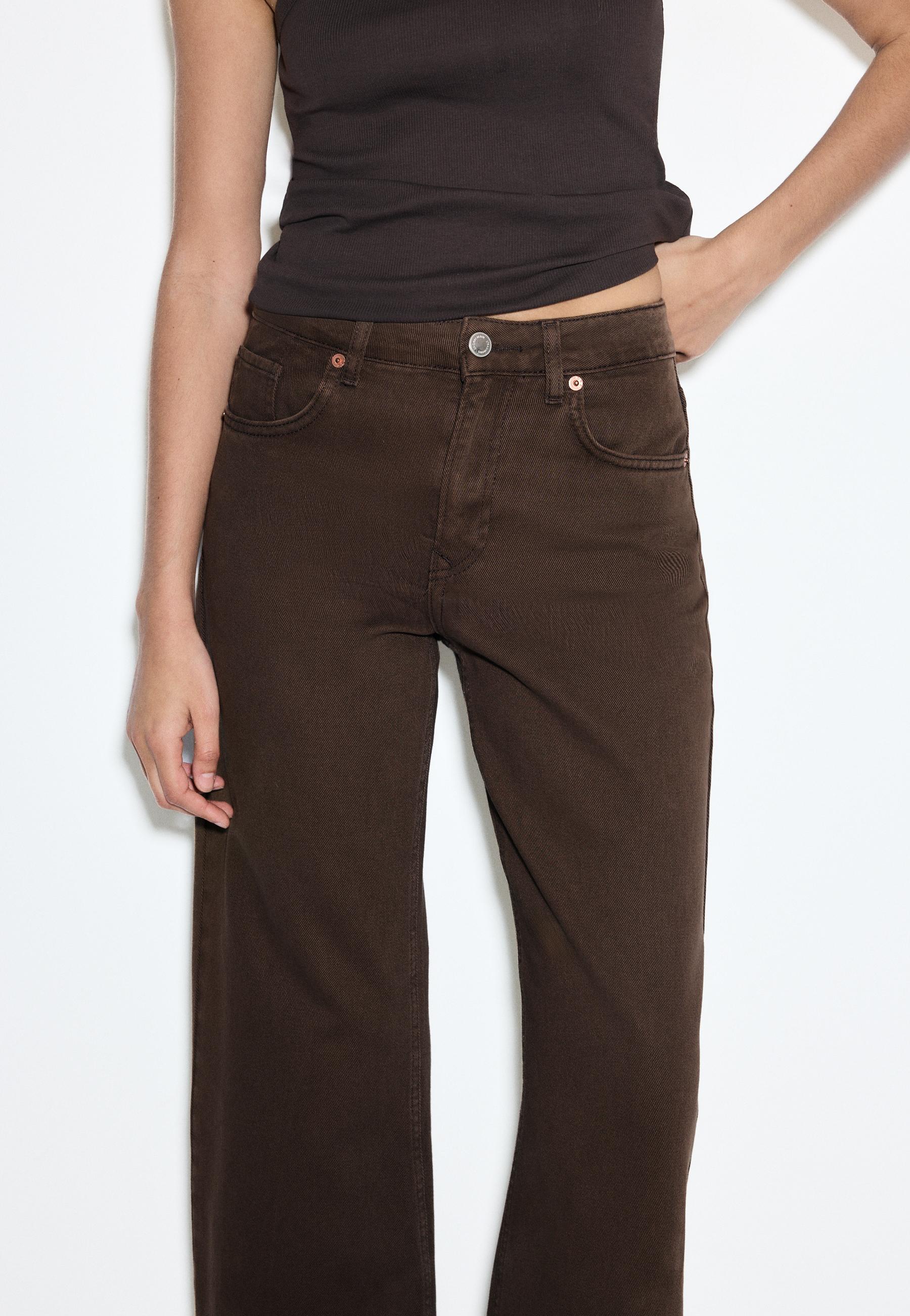 D92 Ripped straight wide-leg jeans — Brown