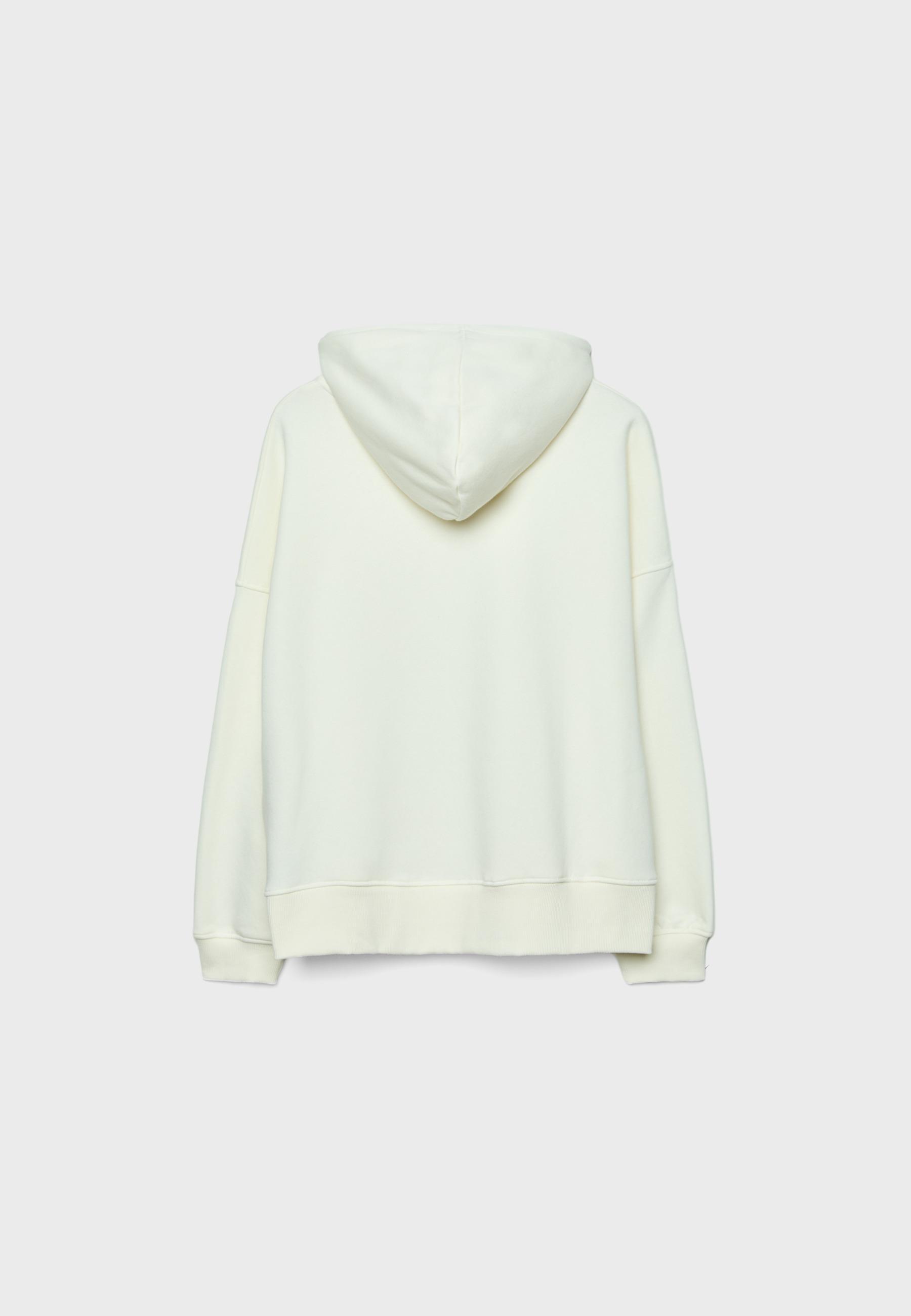 Studded Embroidered Hooded Sweatshirt — Ecru