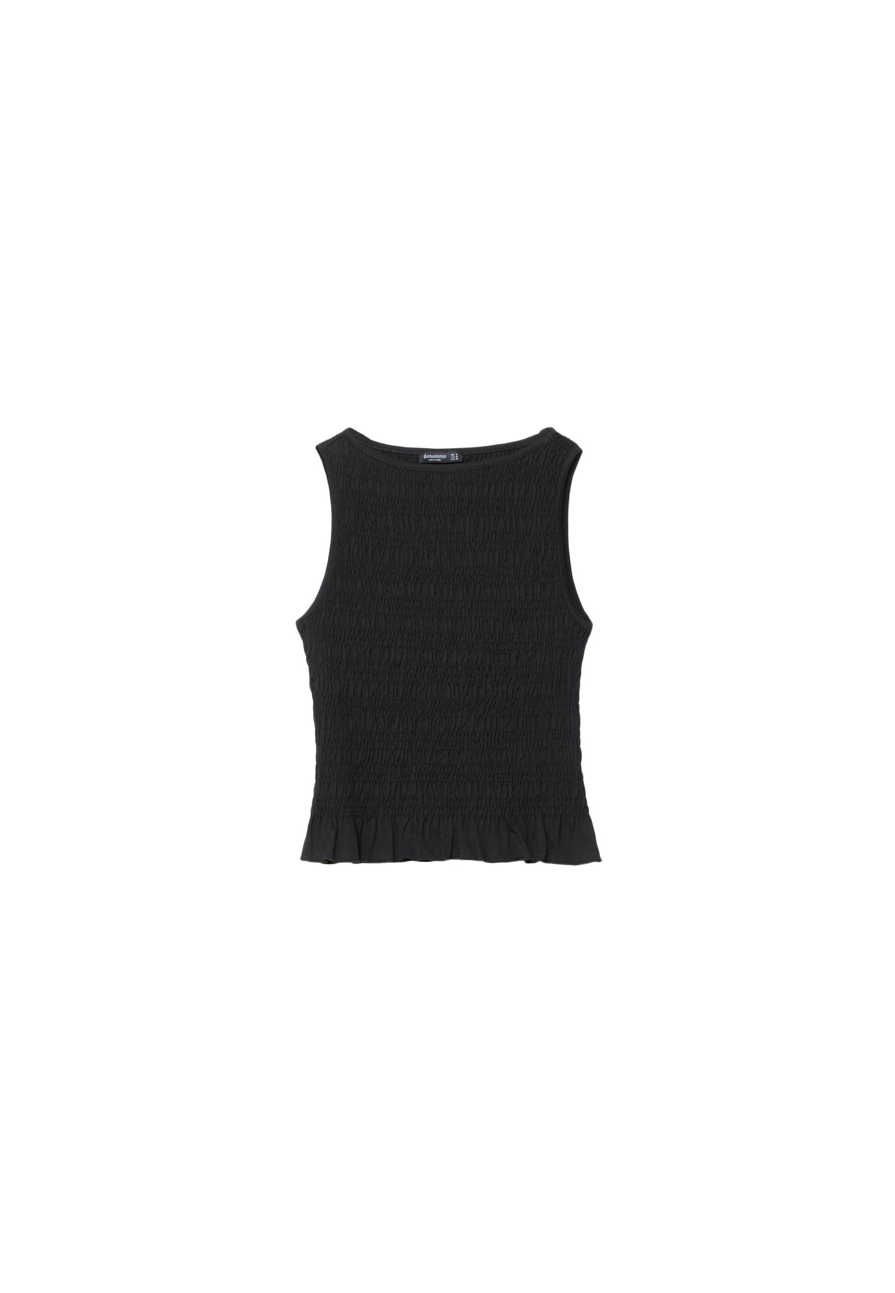 Gathered T-shirt with ruffles - Women's fashion
