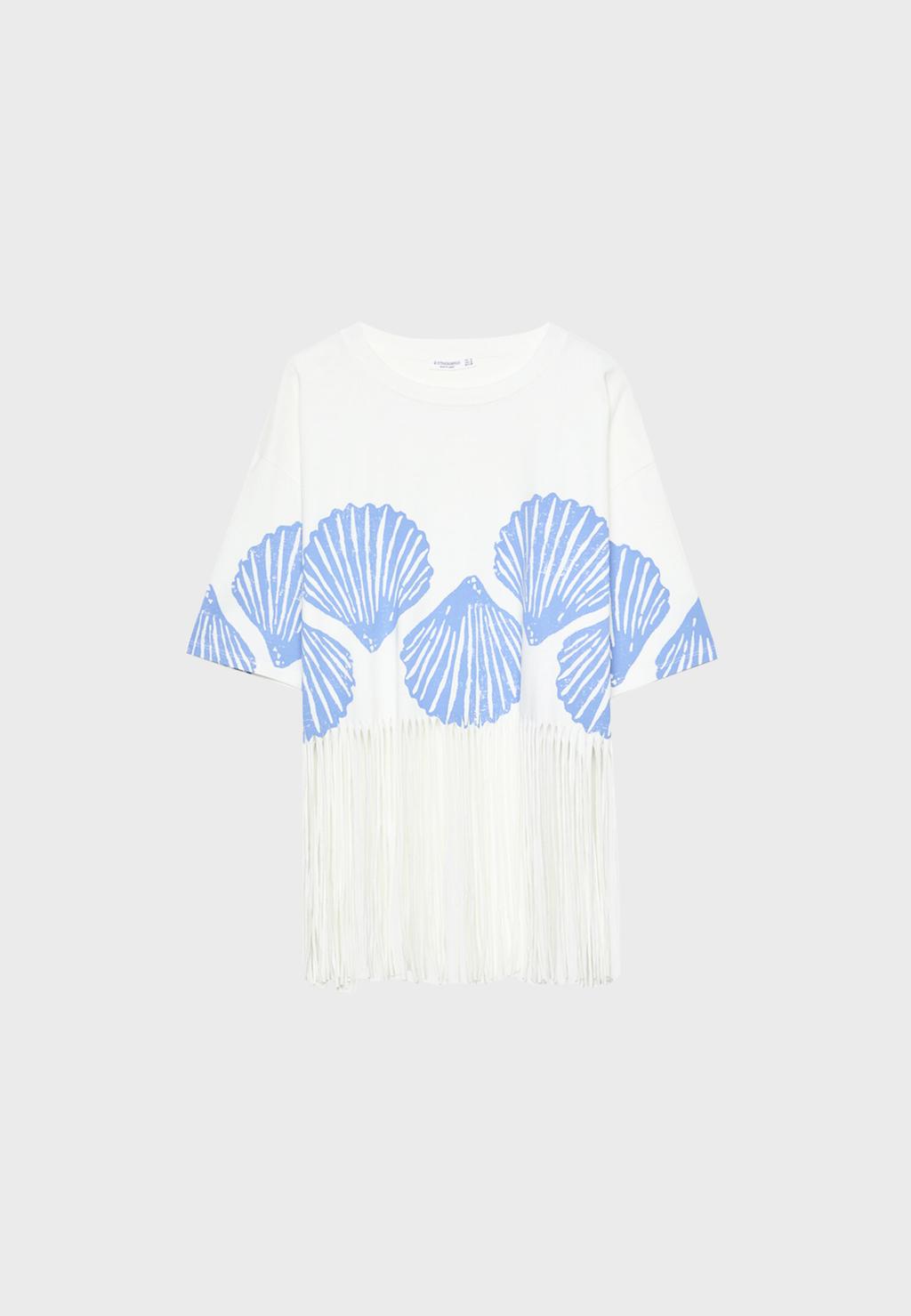 T-shirt frange conchiglie