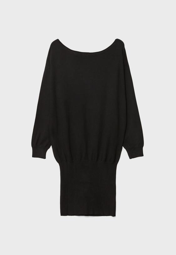 Kısa geniş yaka örgü elbise - Görsel 8