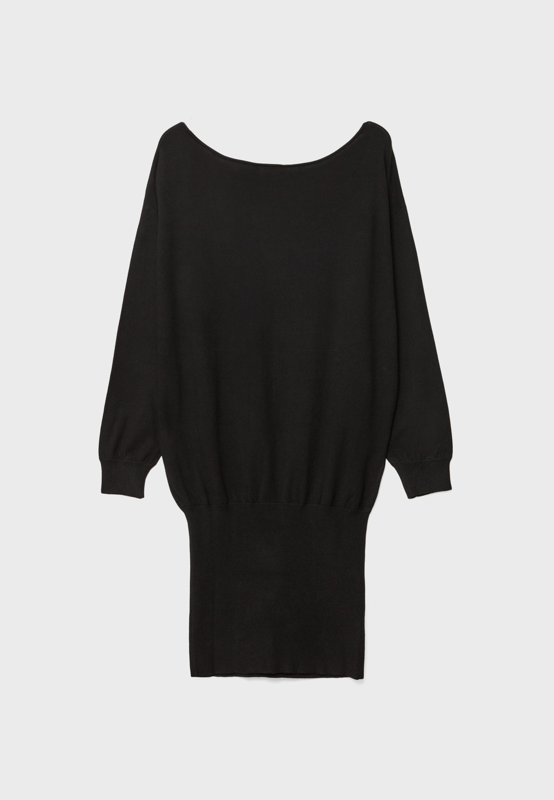 Short boat neck knit dress — Black