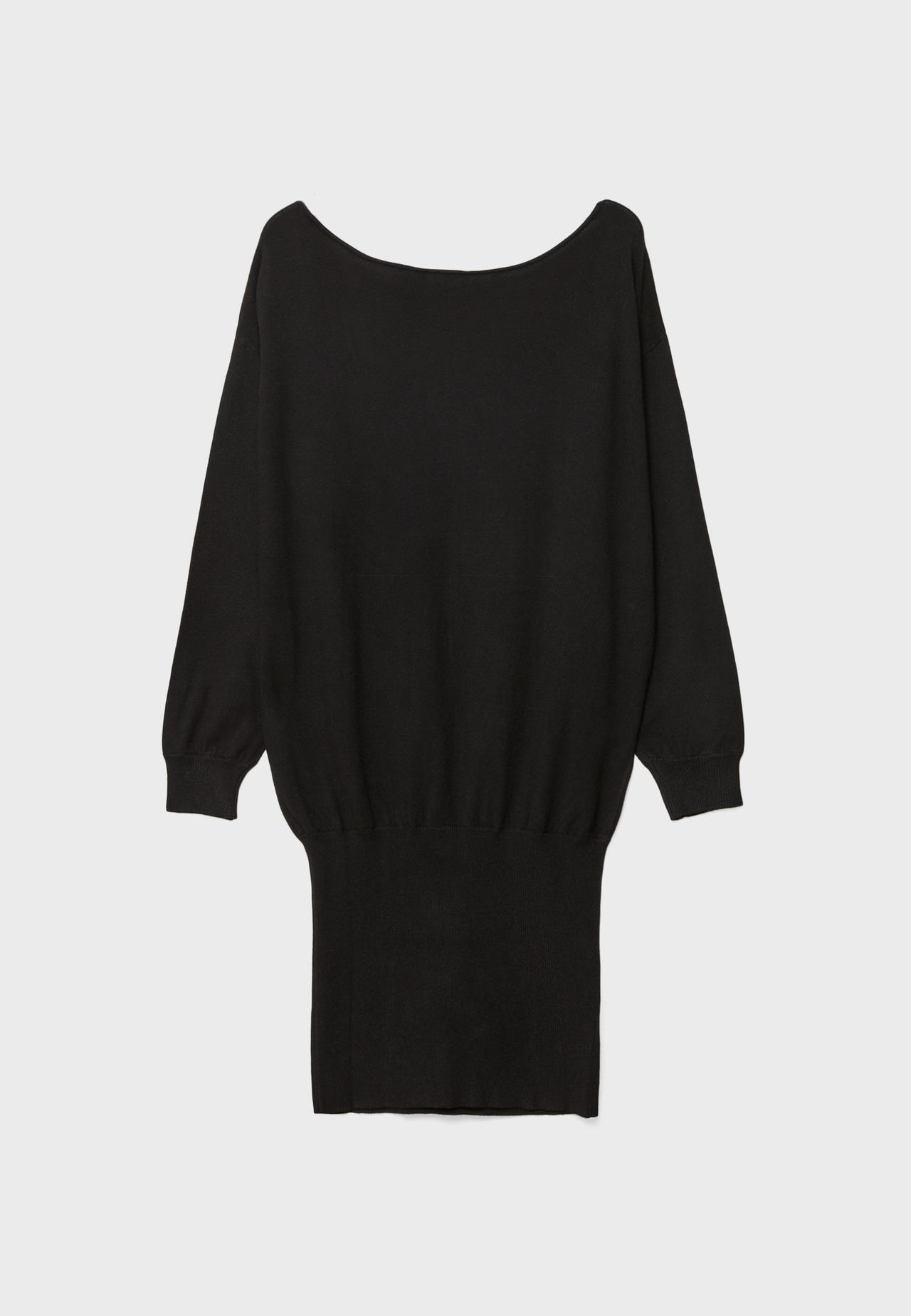 Short knit boat neck dress — Black