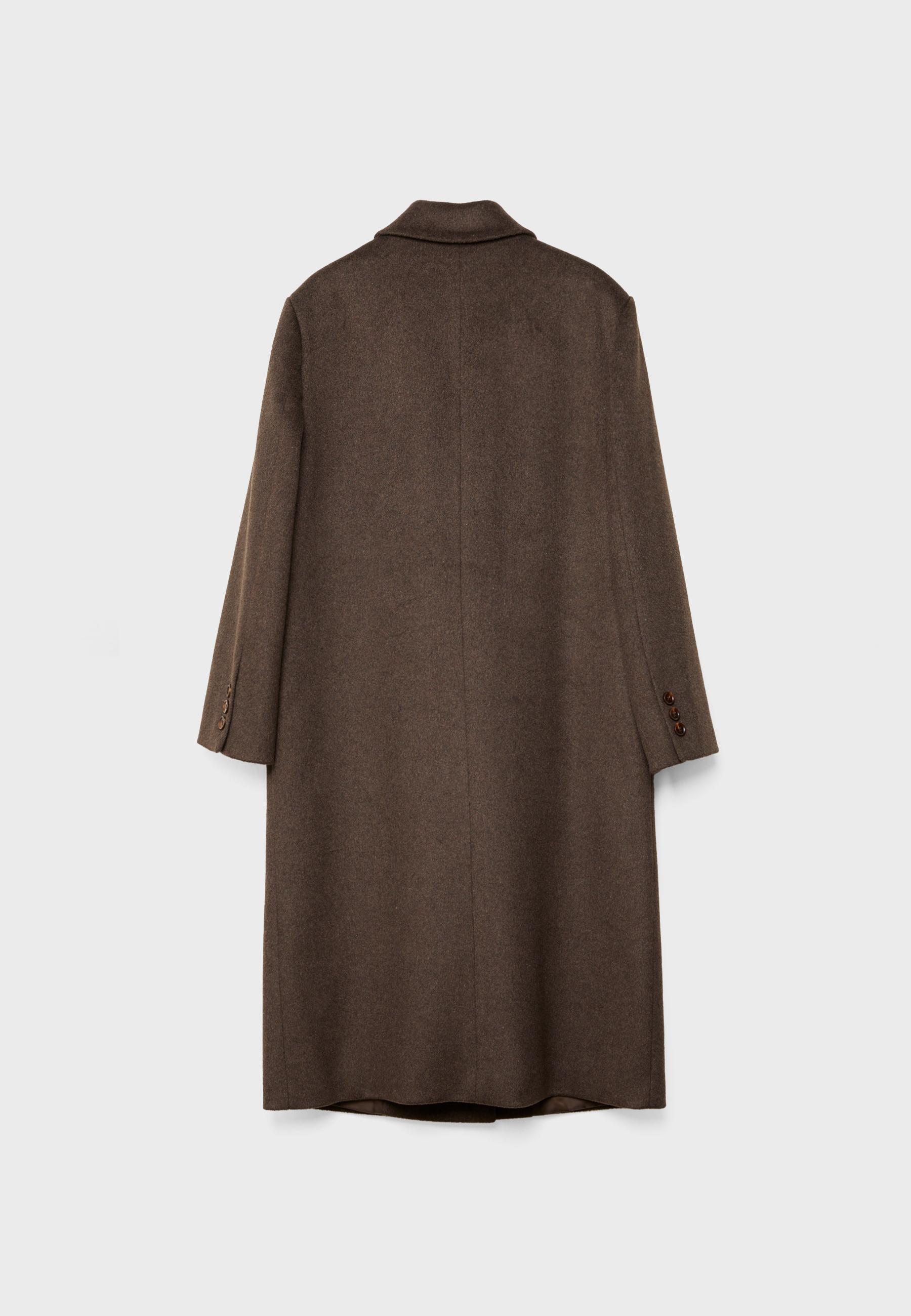 Long oversize double-breasted coat — Brown