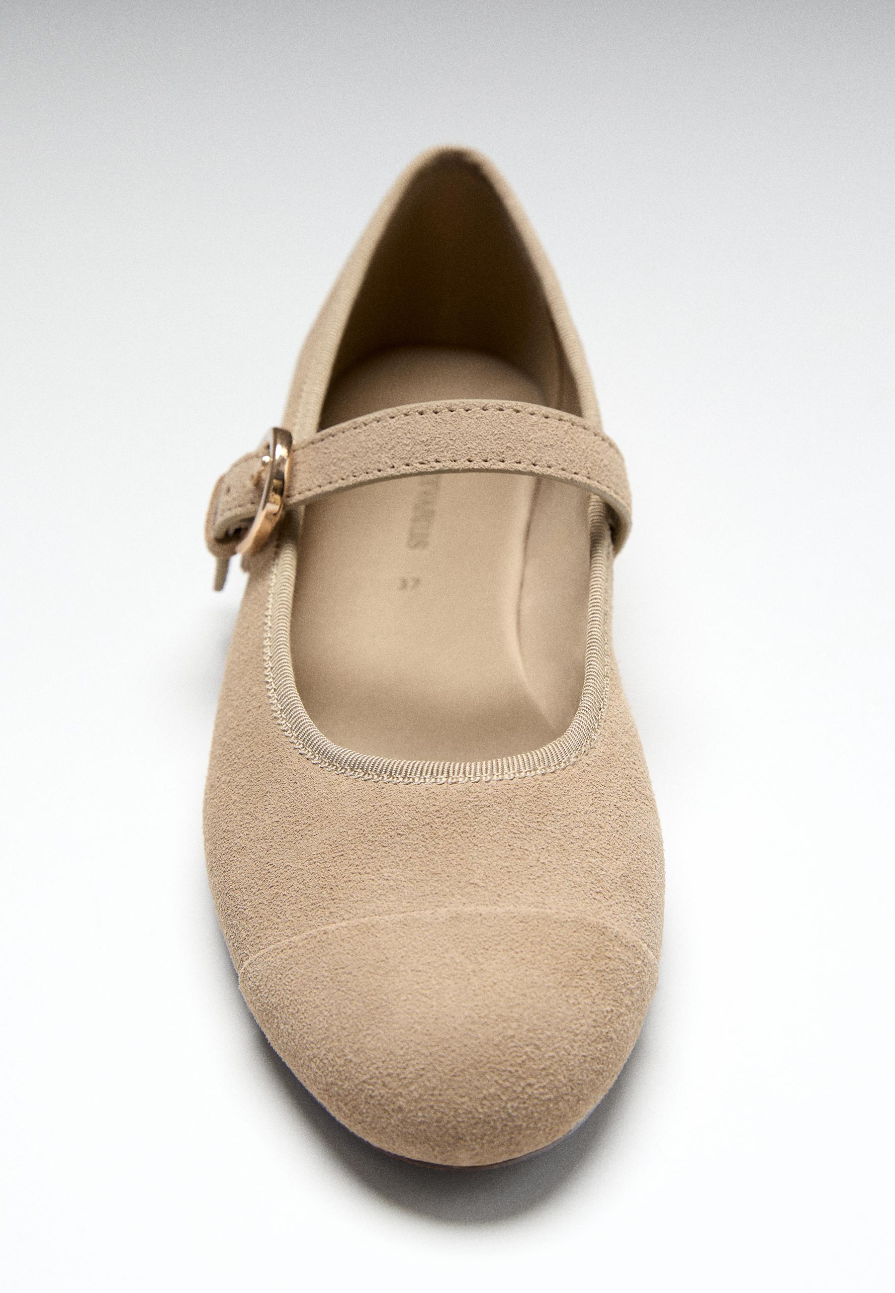 Leather toecap ballerina flats — BEIGE