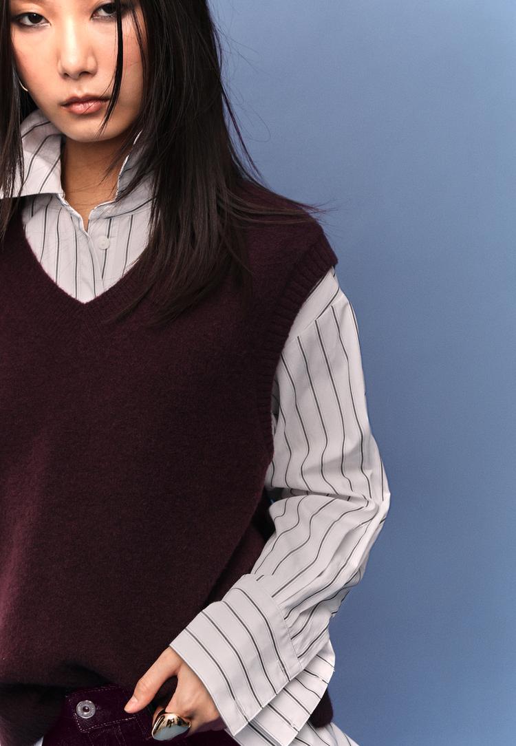 soft knit v neck vest