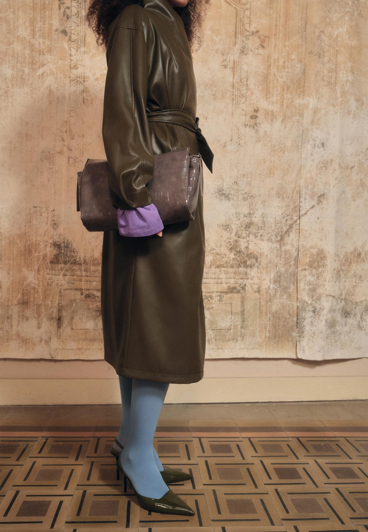 Mock croc shoulder bag — Dark grey