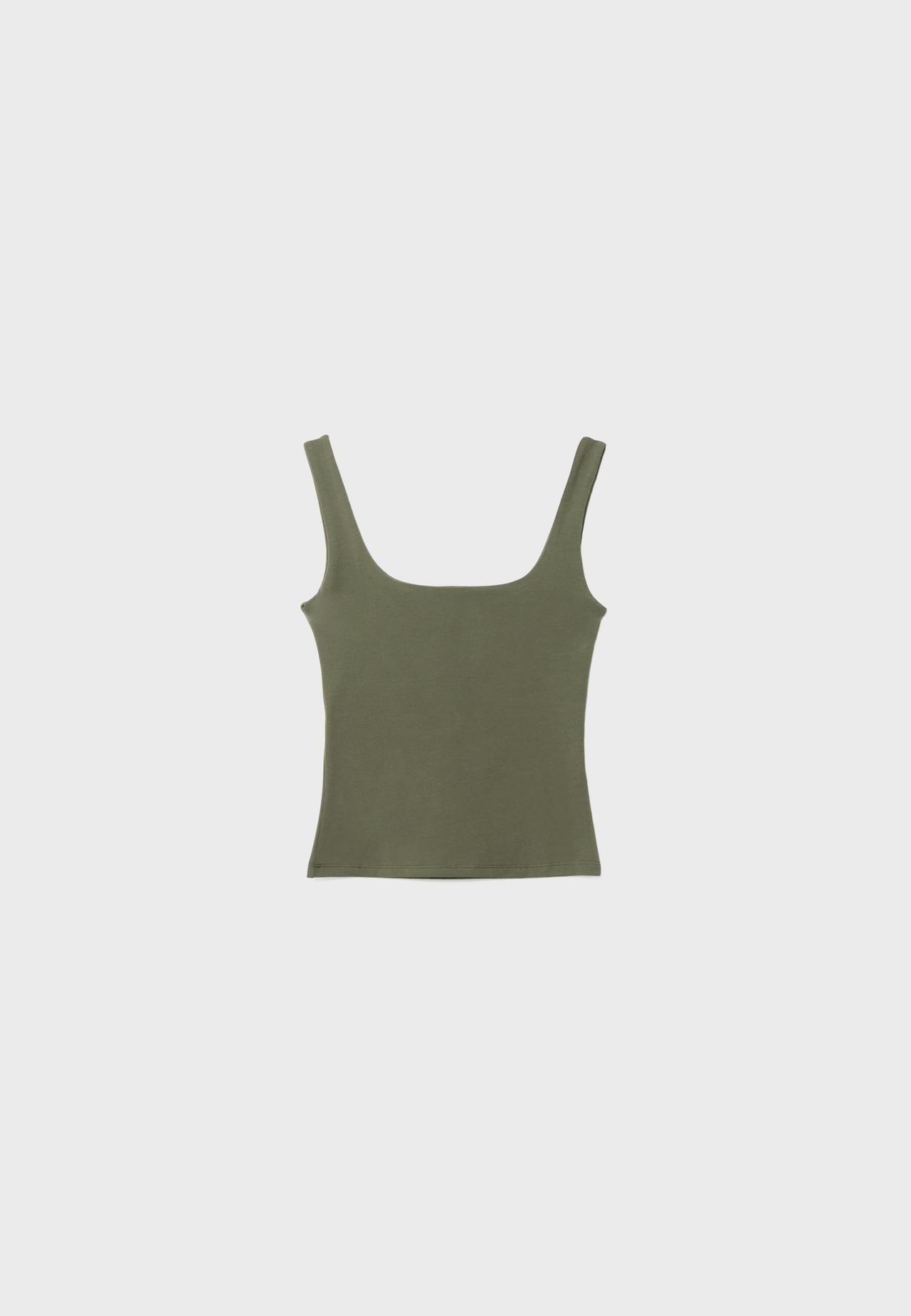 Wide strap vest top — Khaki