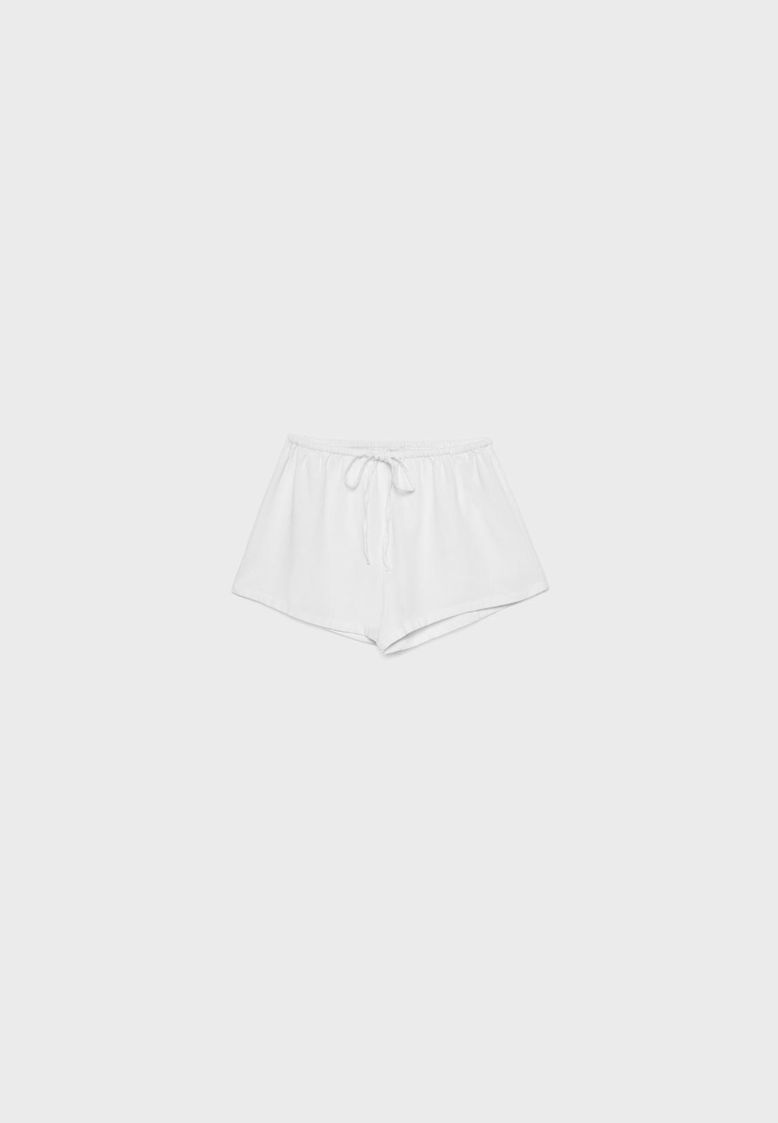 Clothing Womens White Cotton Drawstring Shorts Linen Blend Shorts