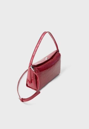 Mock croc shoulder bag — Red 3