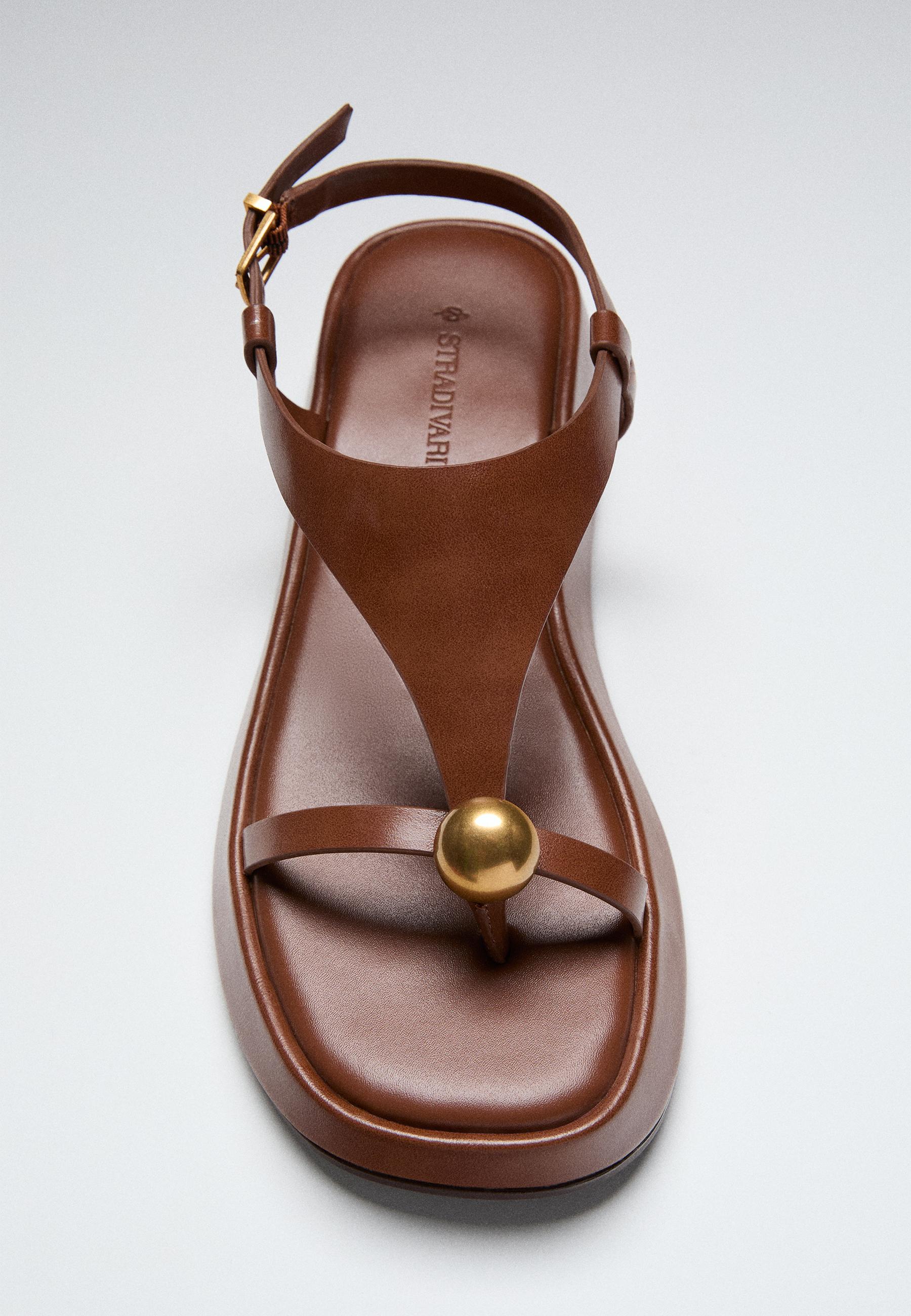 Platform sandals with detail — BROWN
