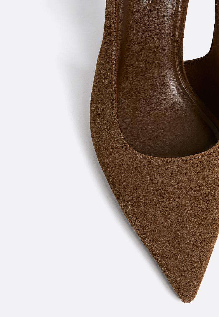 split suede heeled shoes
