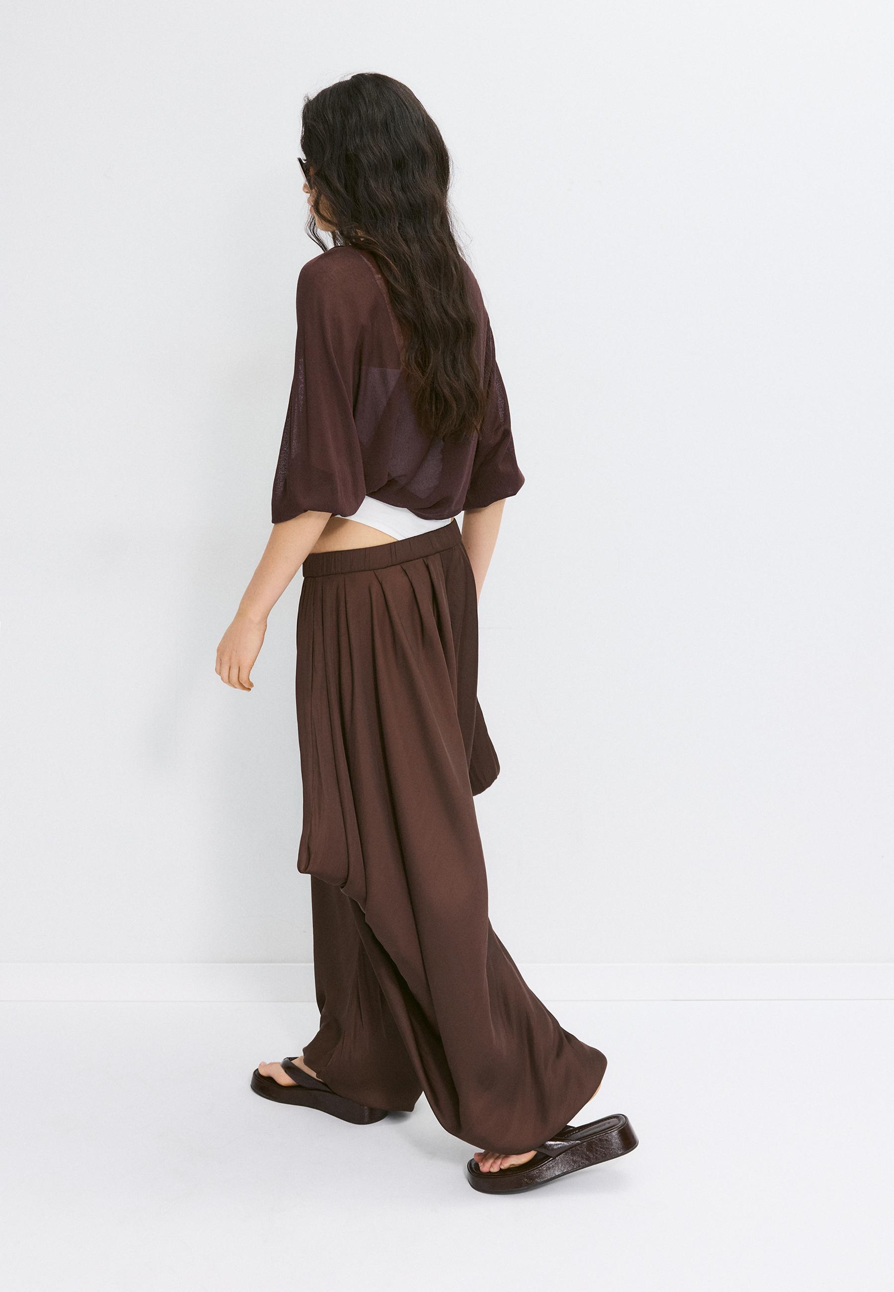Open knit cardigan — Brown