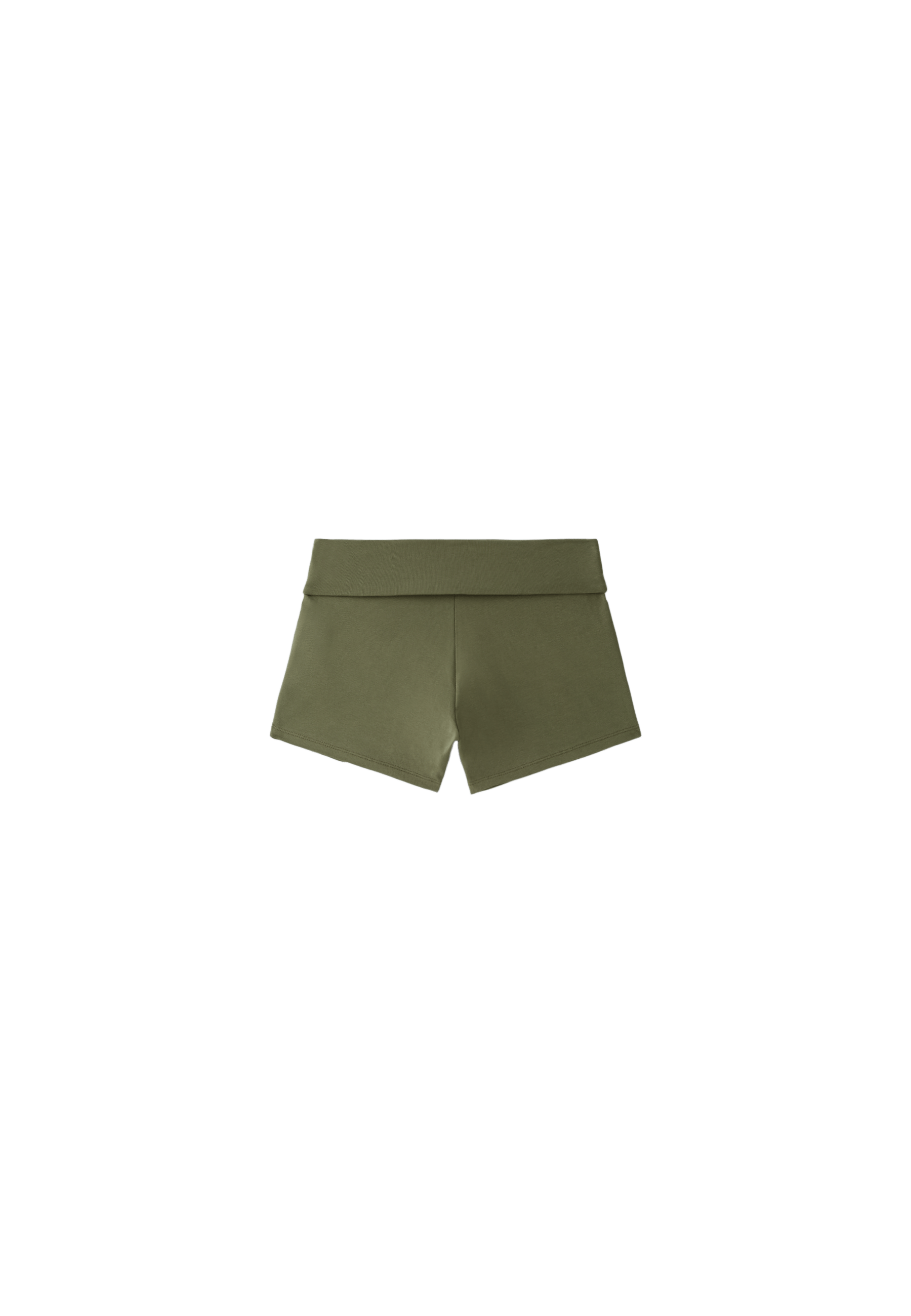 Fold-over mini shorts — Khaki