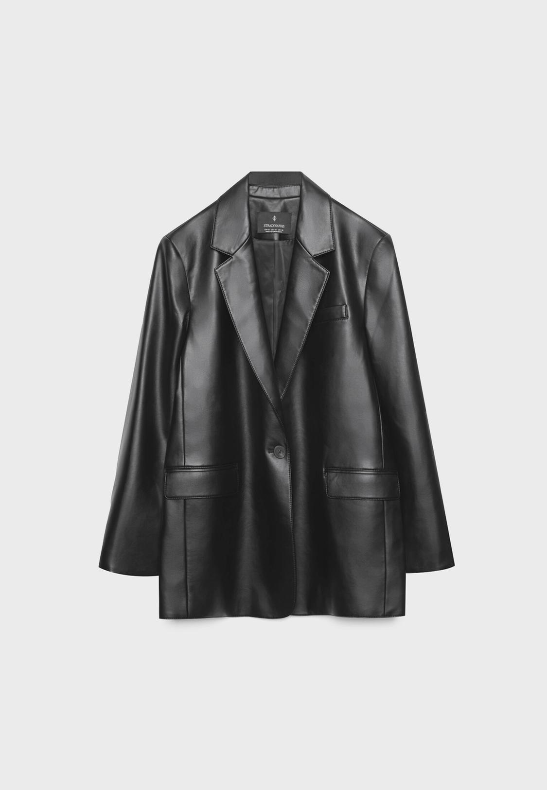 Zara Faux Leather Blazer NWT Zara Blazer Women's XXL Black Faux