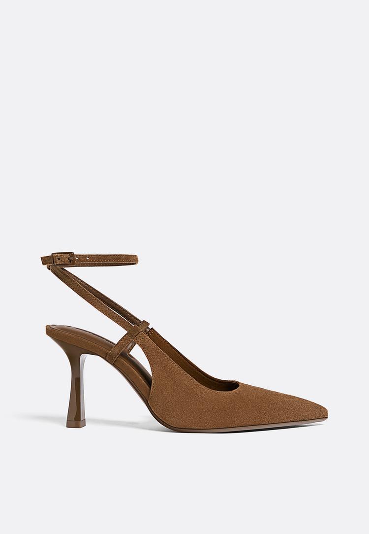 split suede heeled shoes