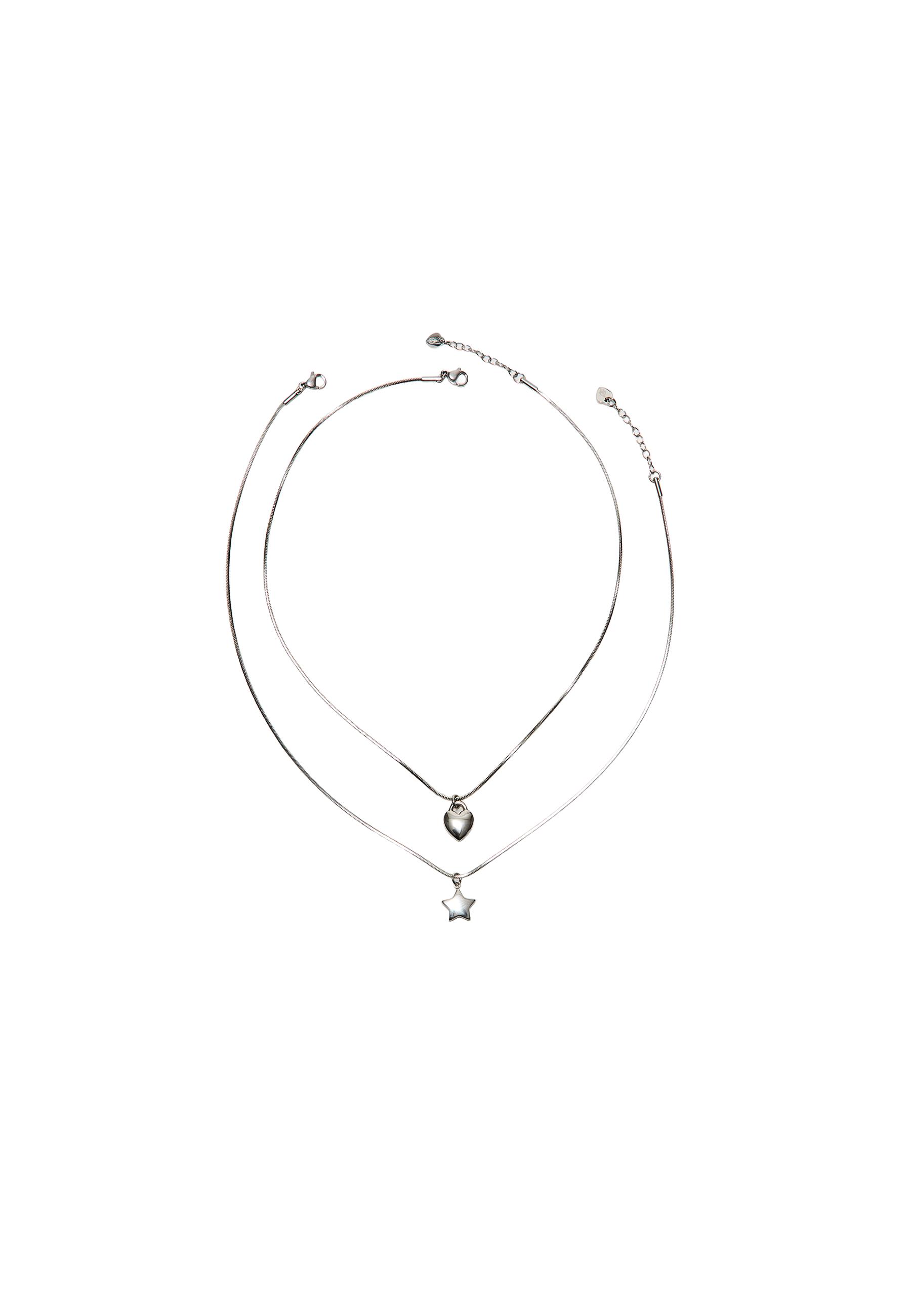 Set of 2 waterproof star & heart necklaces — Grey