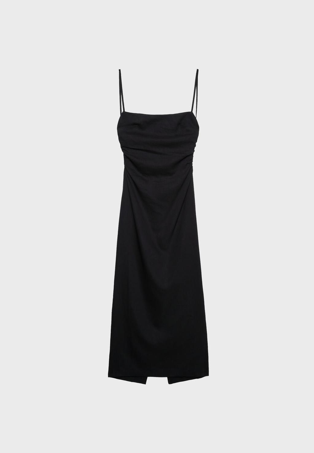Vestido midi espalda descubierta con lino