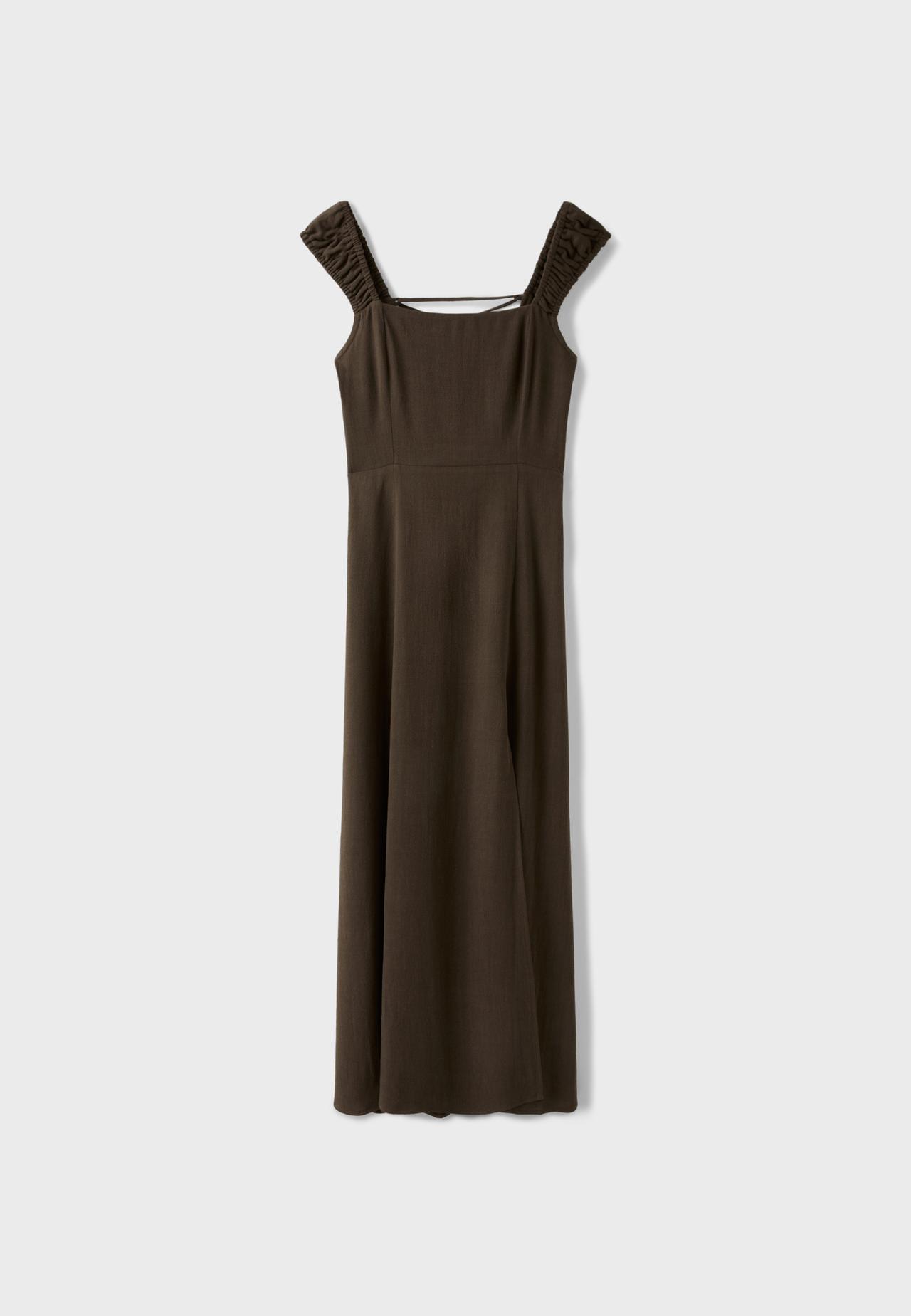Midi dress with back tie — Brown