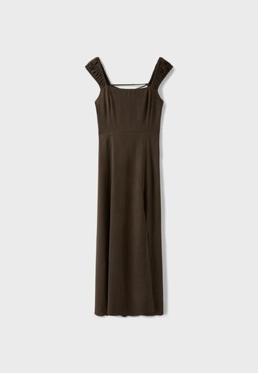 Midi dress with back tie — Brown 7