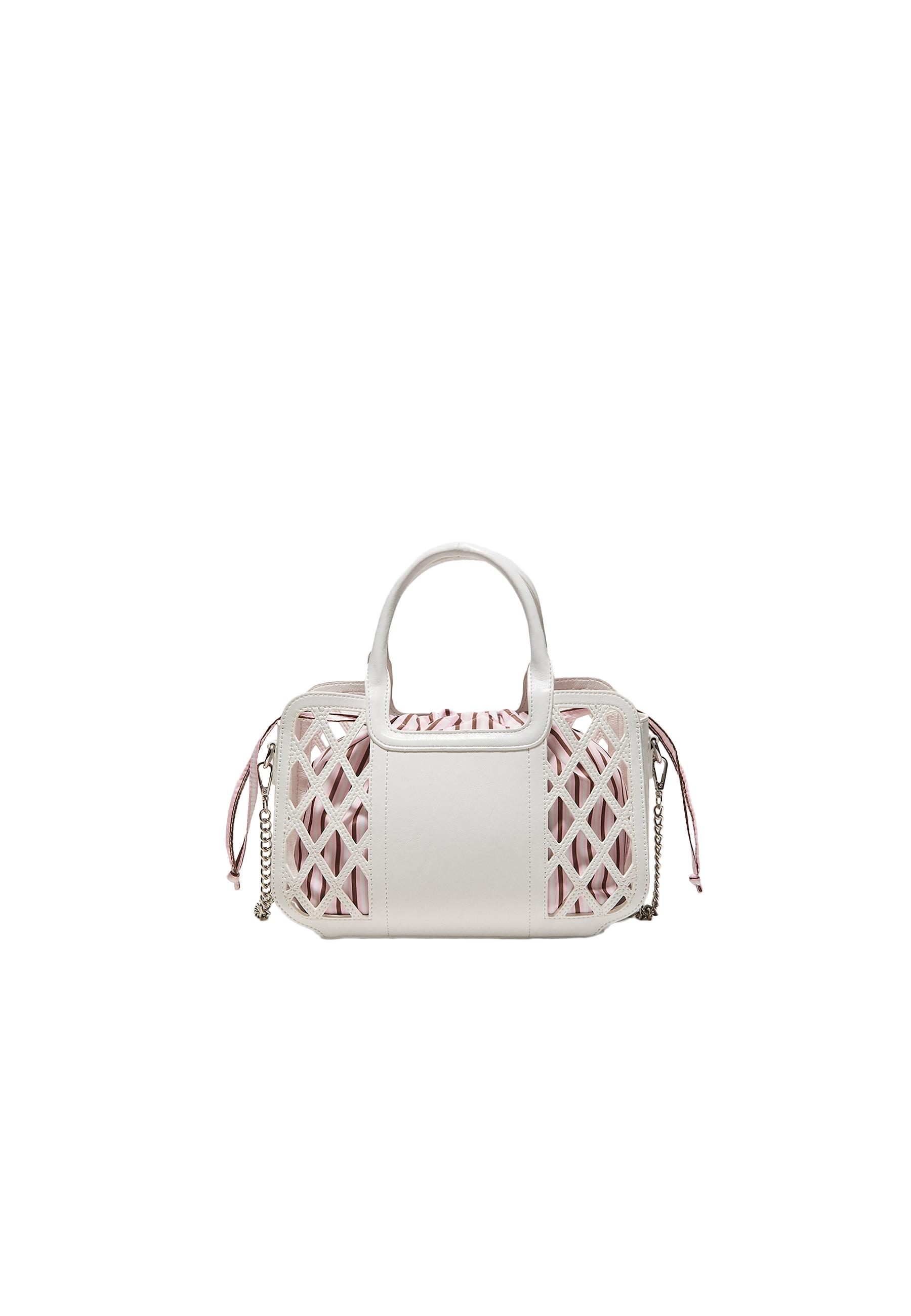 Combined basket tote bag — White