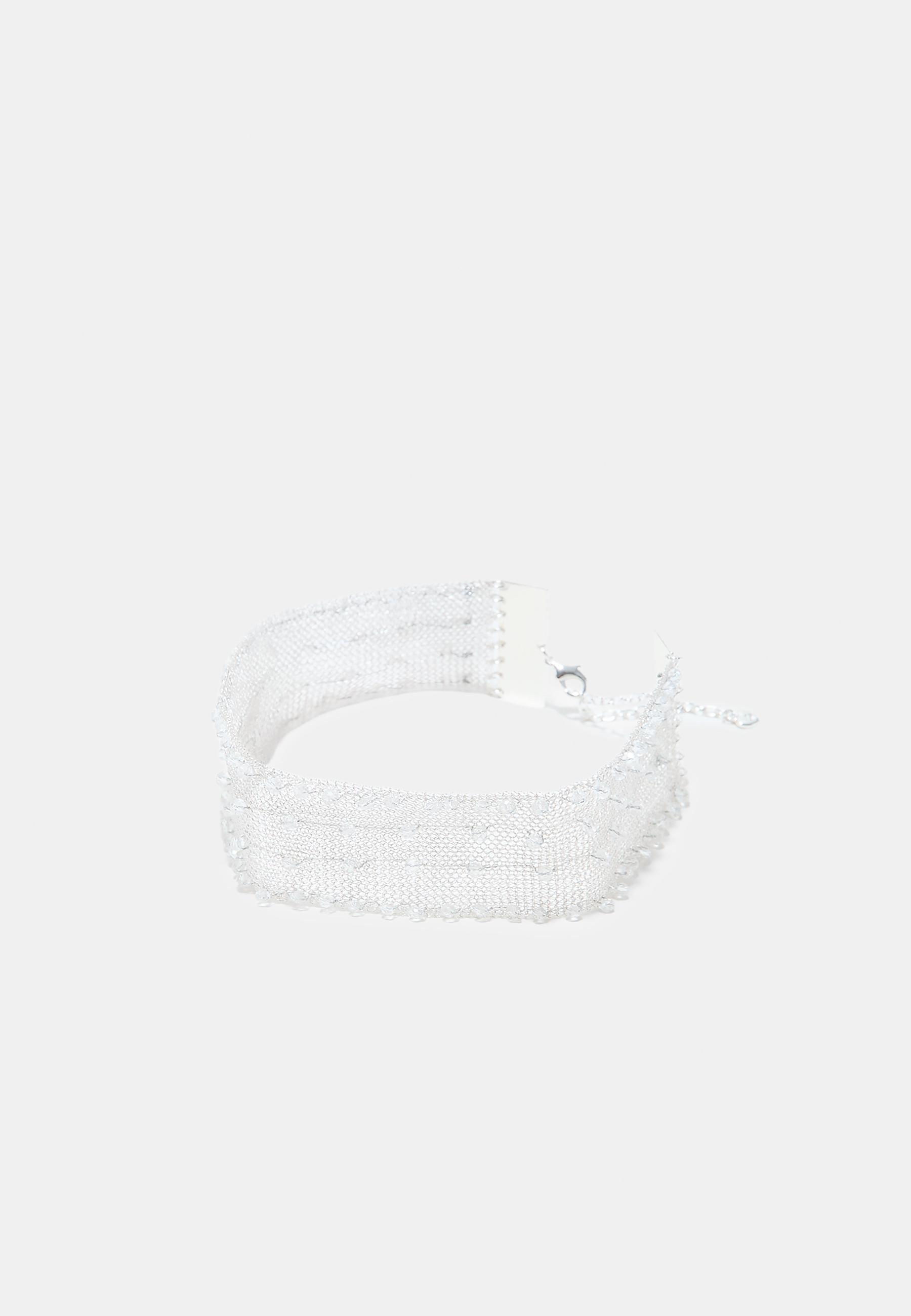 Stradivarius Metalik örgü sert choker görsel 4