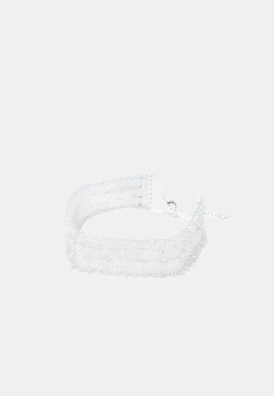 Stradivarius Metal Mesh Rigid Choker Grey Os