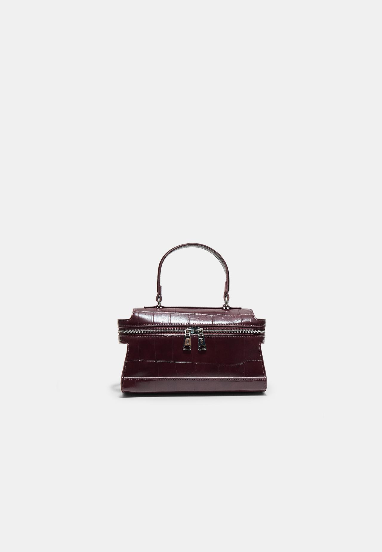 Mini coconut effect crossbody bag — Burgundy