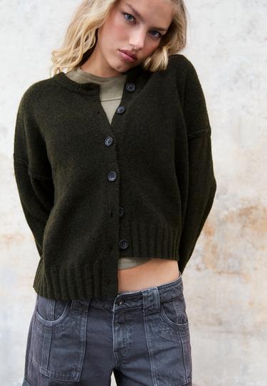 Oversize knit cardigan — Khaki 1
