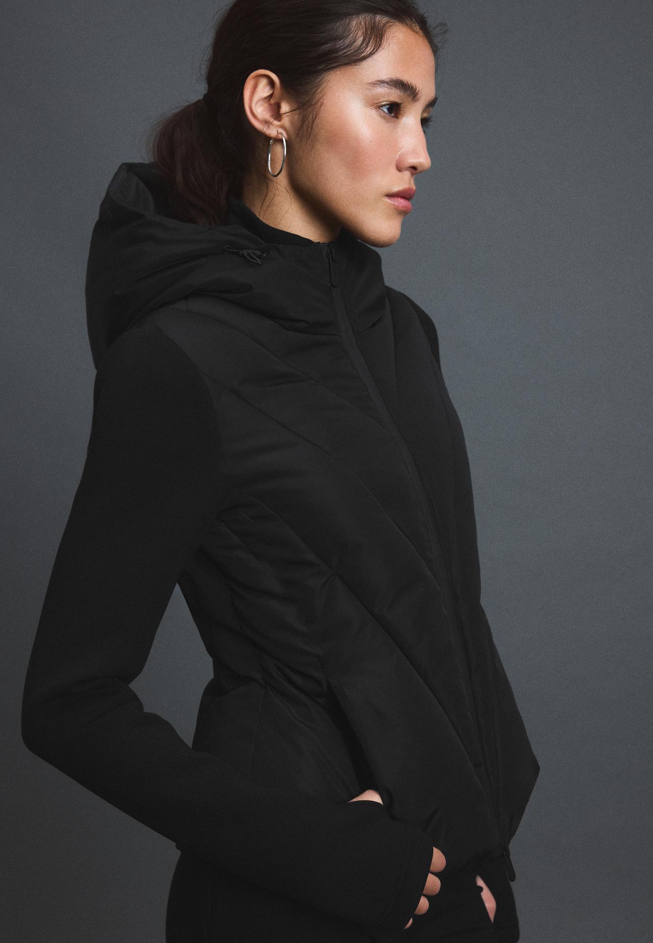 Neoprene sleeve quilted jacket — Black