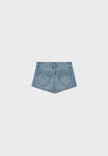 Mini star denim shorts — MEDIUM LIGHT BLUE DENIM 6