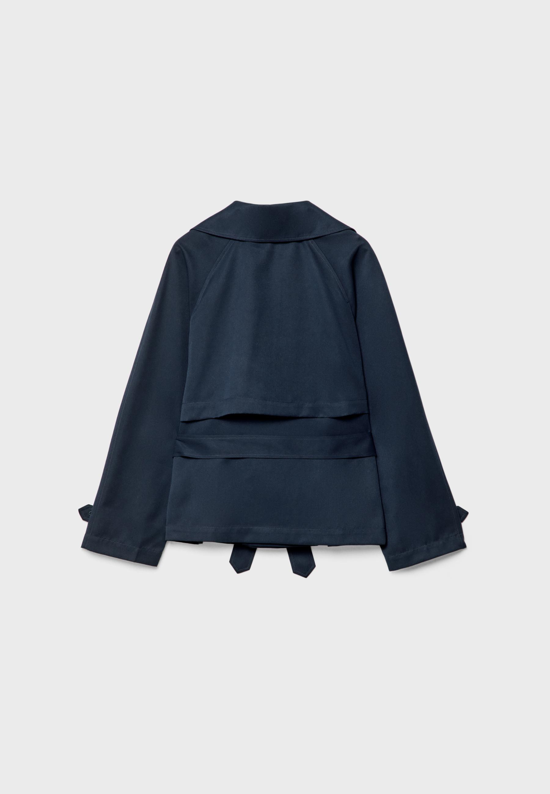 Short flowing trench coat with belt — Navy blue
