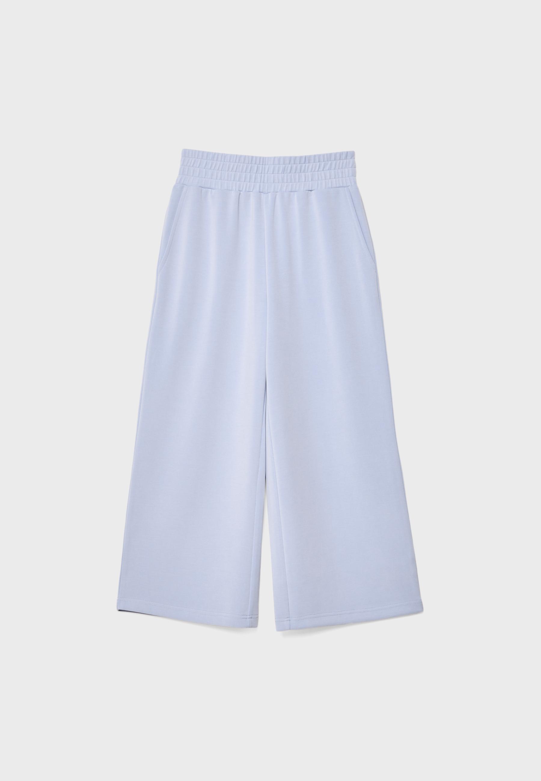 Soft-touch culottes — Sky blue