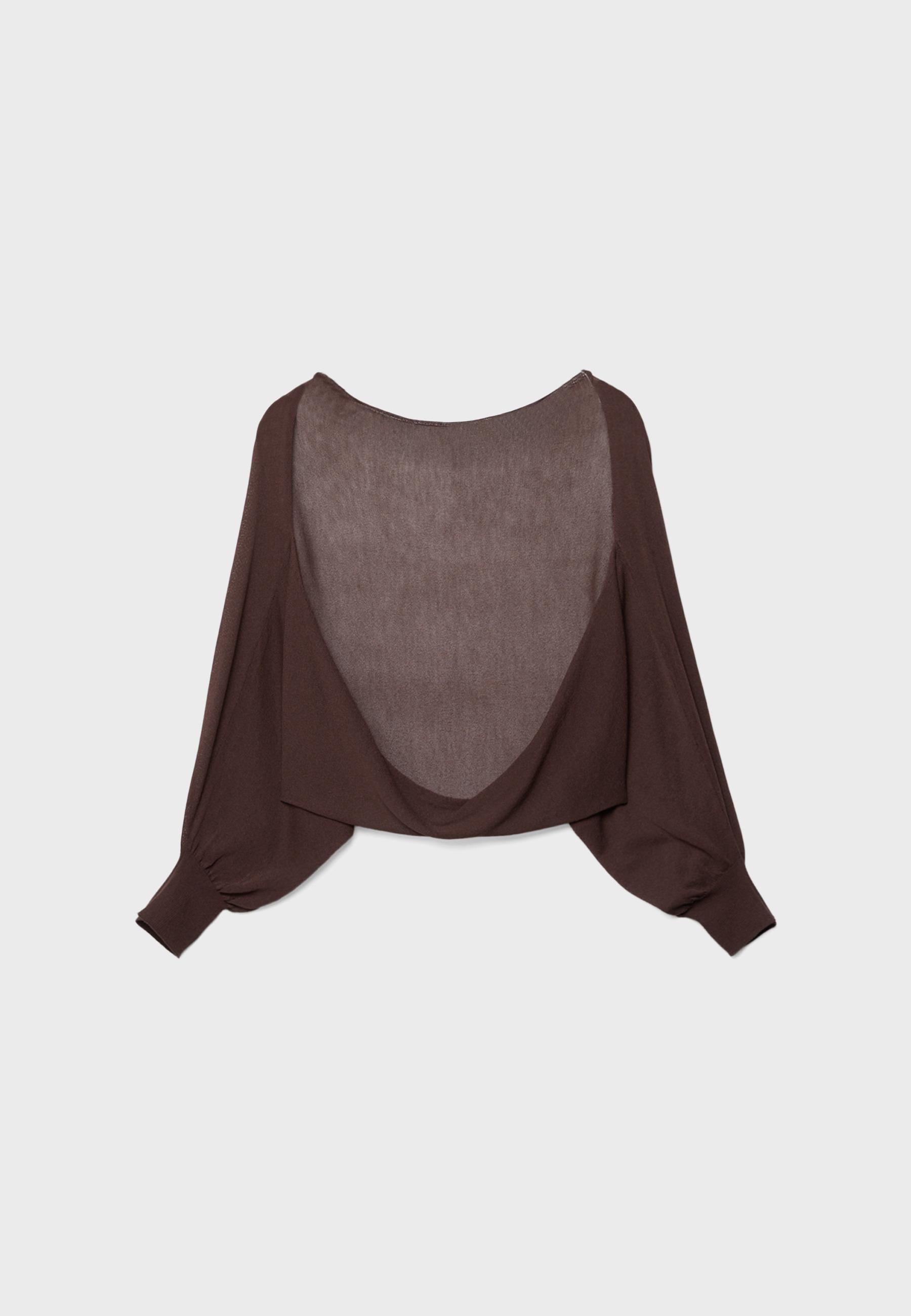 Open knit cardigan — Brown