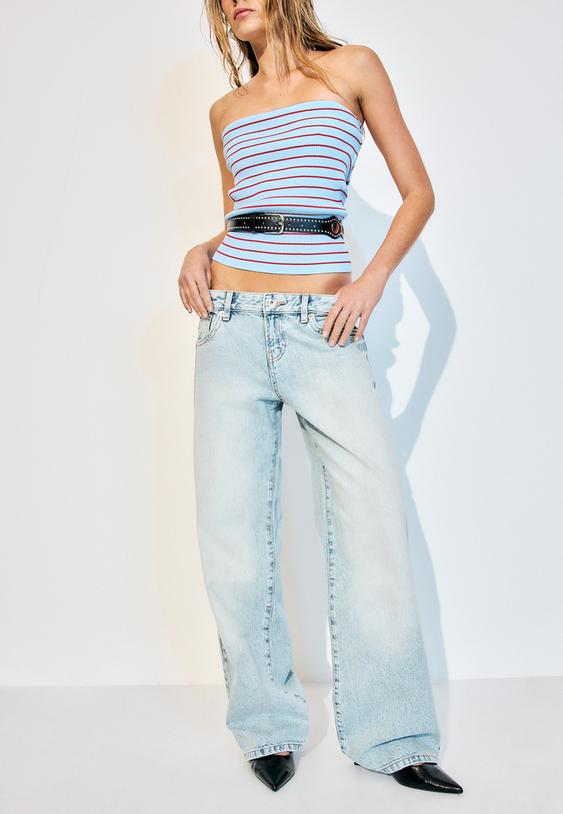 jeans low waist straight tasche borchie