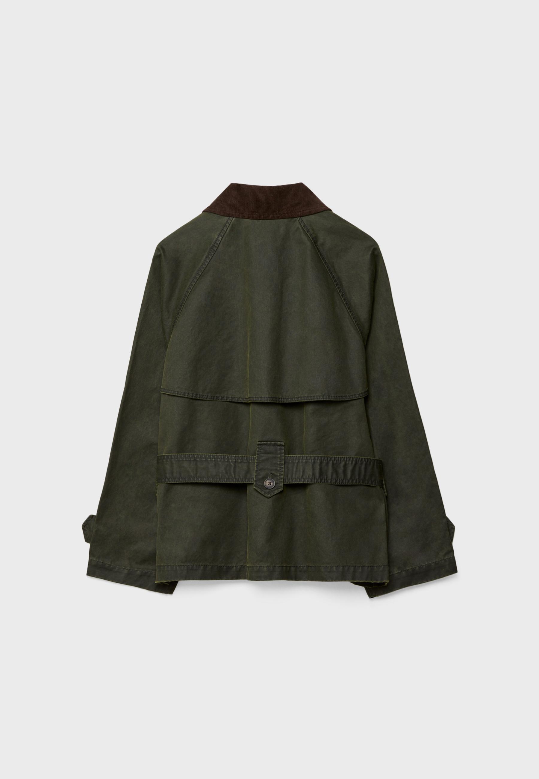 Short waxed trench coat with belt — Khaki
