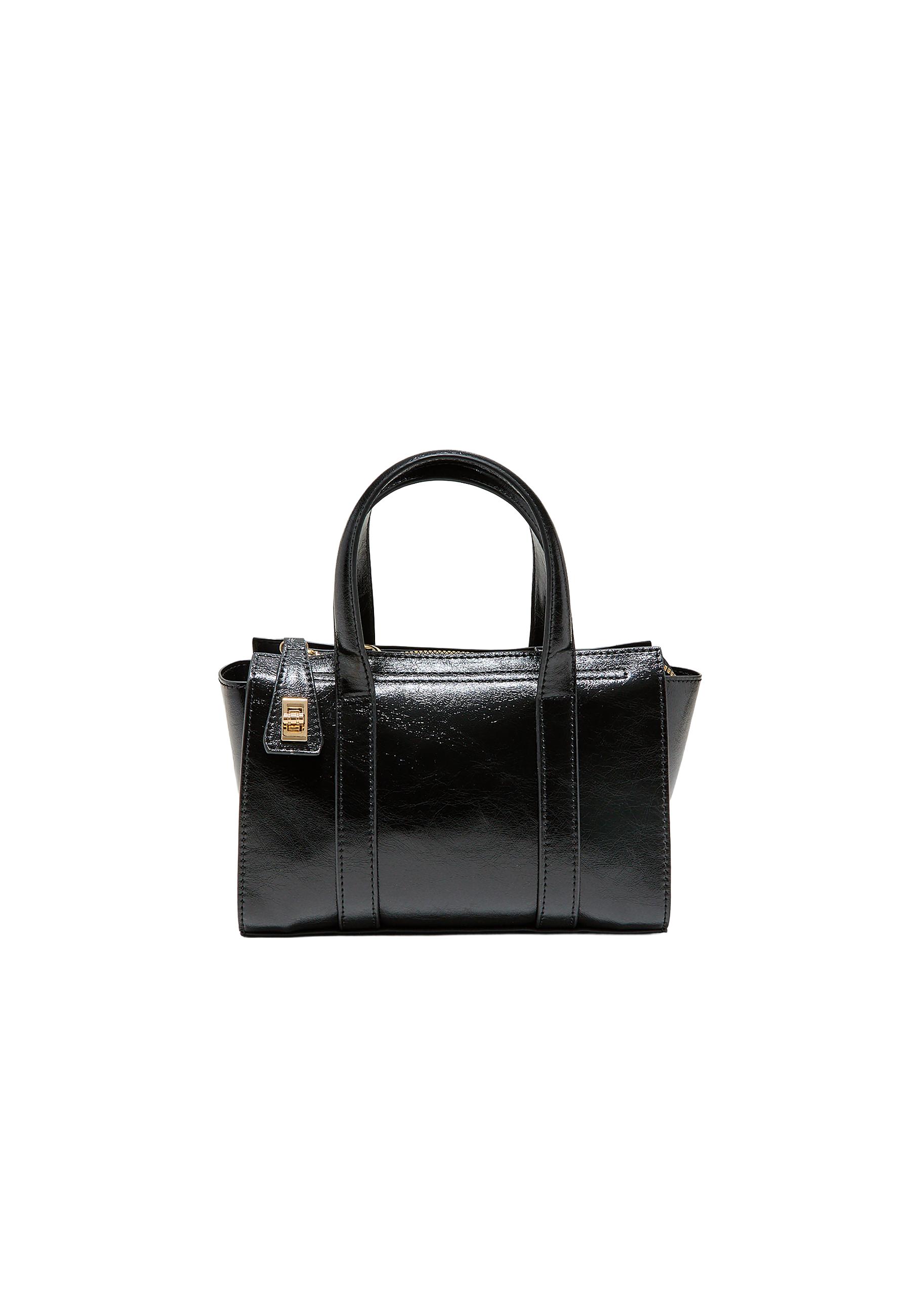 Mini tote bag with clasp — Black