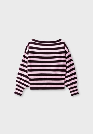 Asymmetric ribbed hem knit jumper — AUBERGINE 8